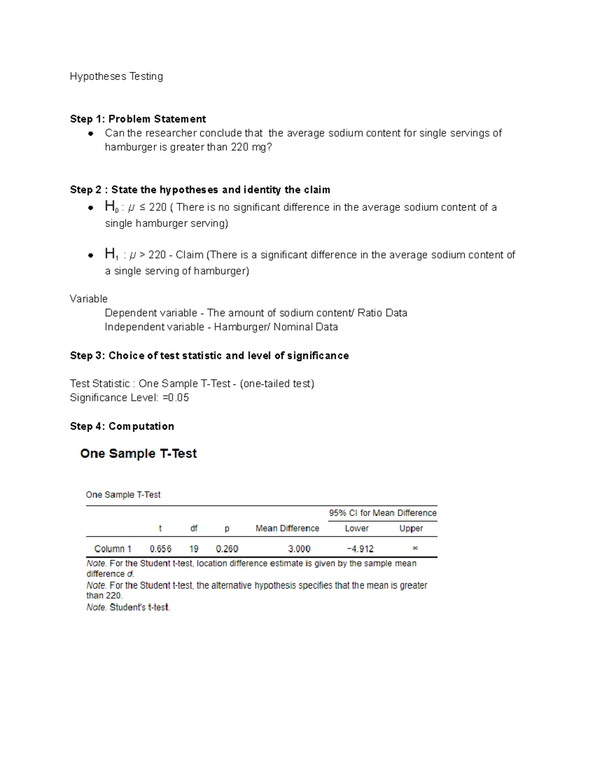 STAT - STAT - Hypotheses Testing Step 1: Problem Statement Can the ...