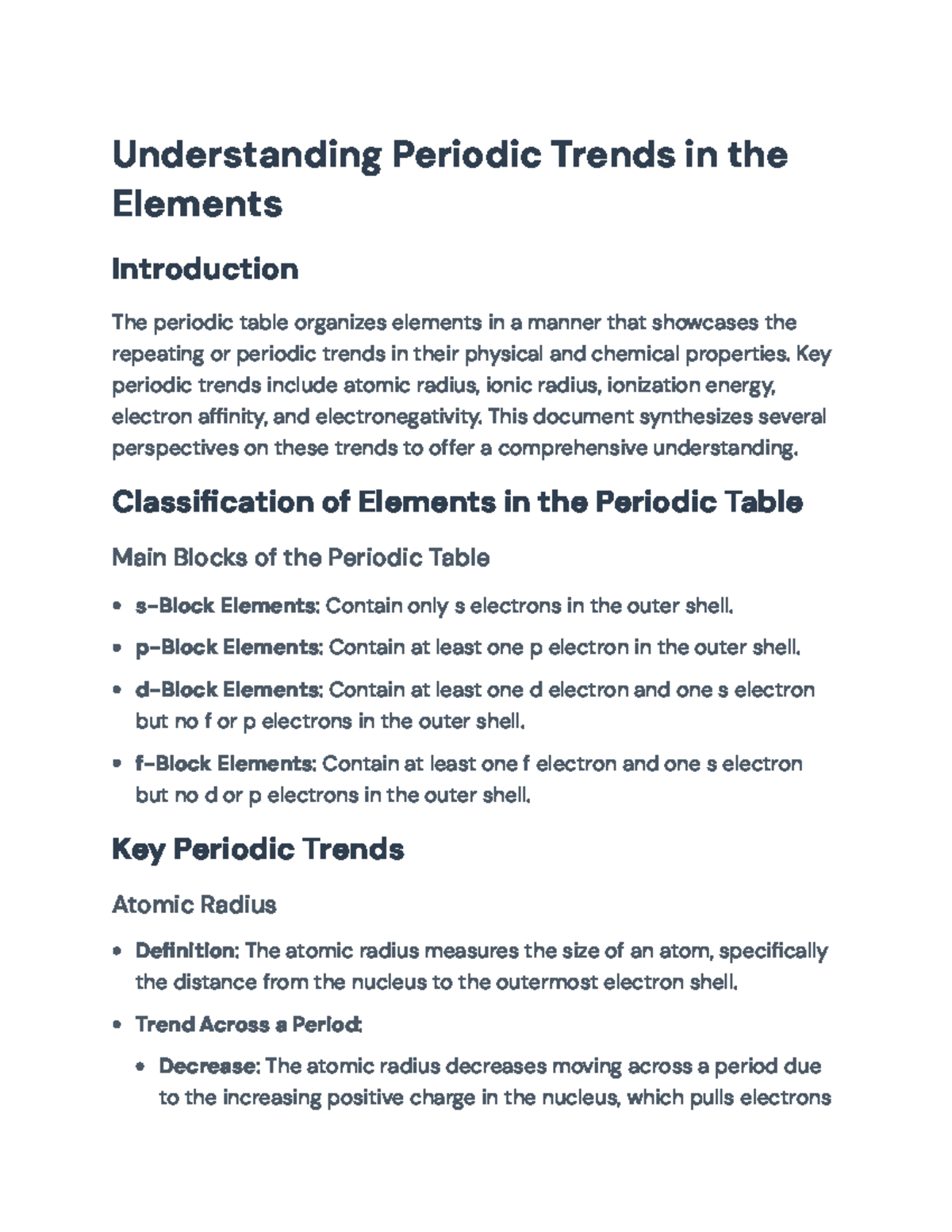 Understanding Periodic Trends: Atomic Radius, Ionization Energy, and ...