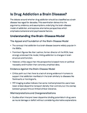 Reevaluating Addiction: Critique of the Brain Disease Model in Context ...