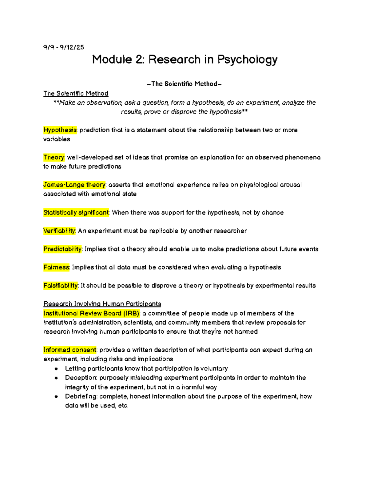 Psychology 101: Research Methods & Scientific Thinking Notes - Studocu