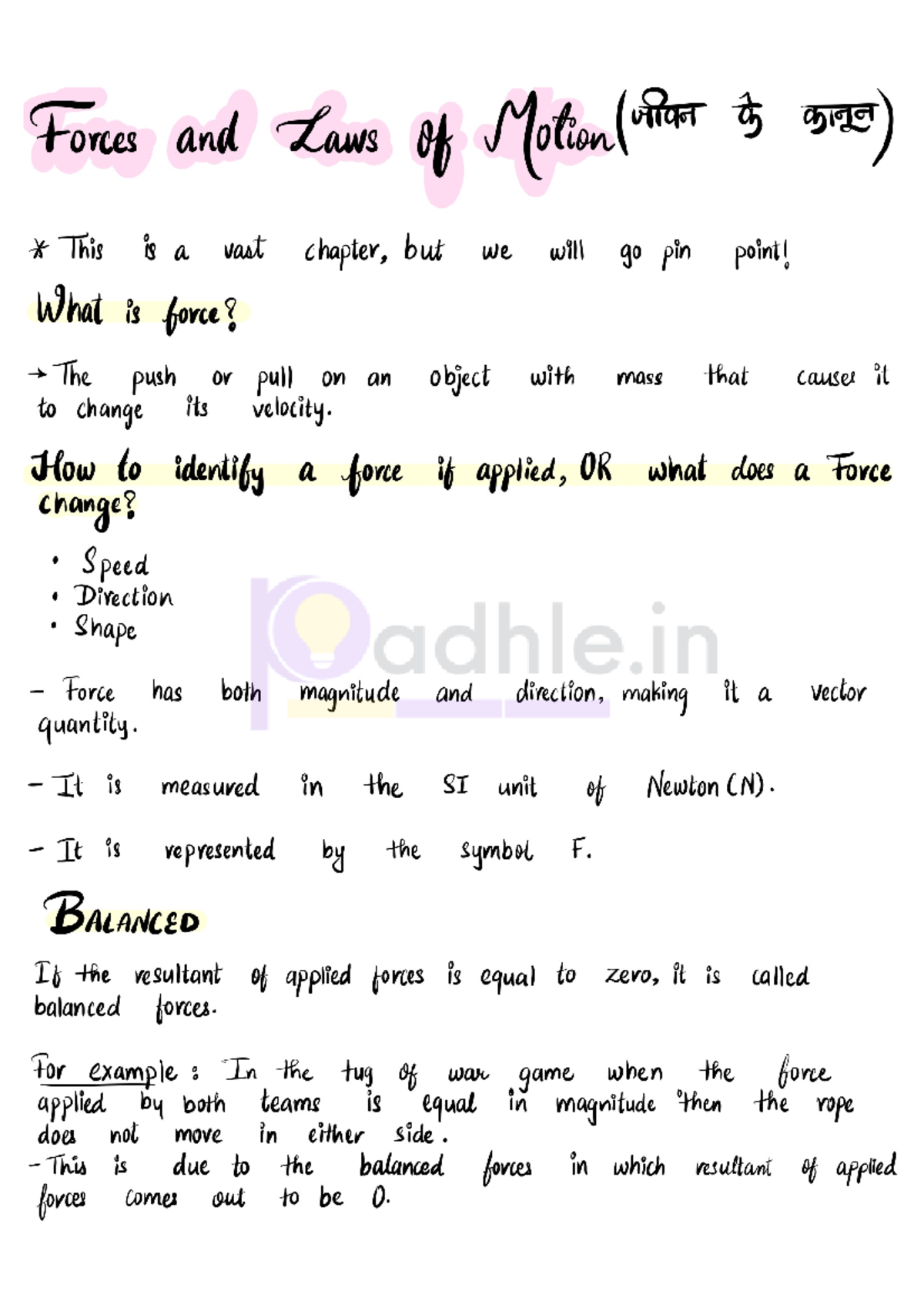 Handwritten - Best notes - Forces and Laws of Motion 35 GIF This is a ...