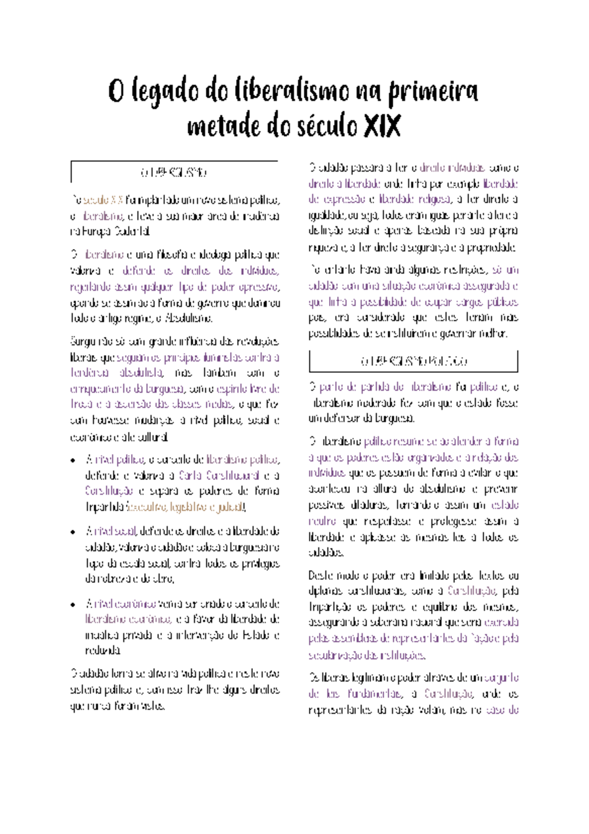 O Liberalismo e Suas Influências na Europa do Século XIX - Studocu