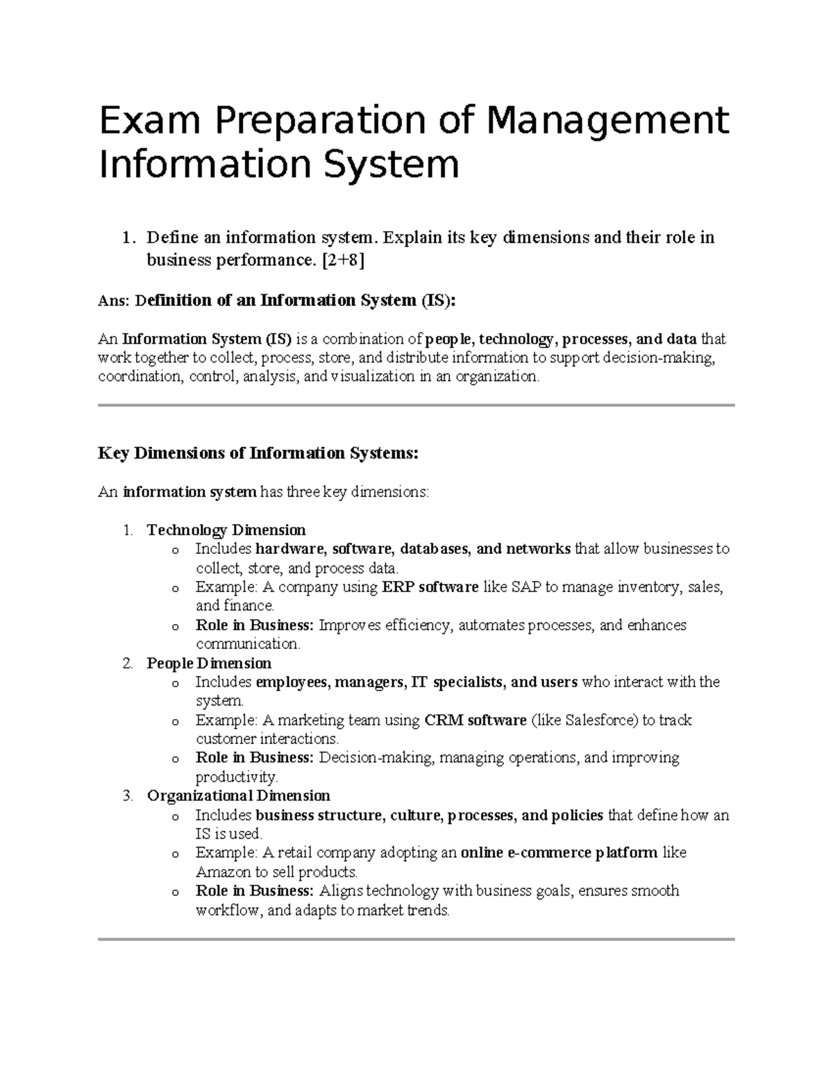 MIS 101: Exam Prep on Information Systems & Business Performance - Studocu