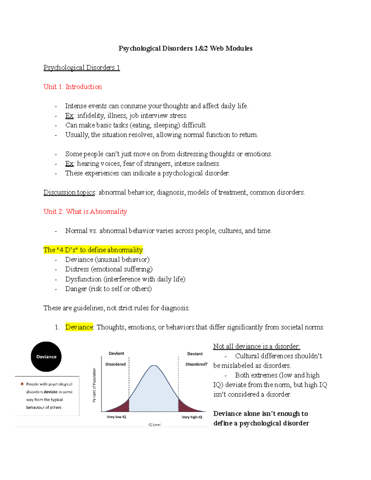 Psychological Disorders Overview: Key Concepts & Models (PSY 101) - Studocu