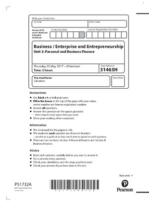 Unit 3 Finance Revision Learning Aim E BTEC L3 - Unit 3: Personal and ...
