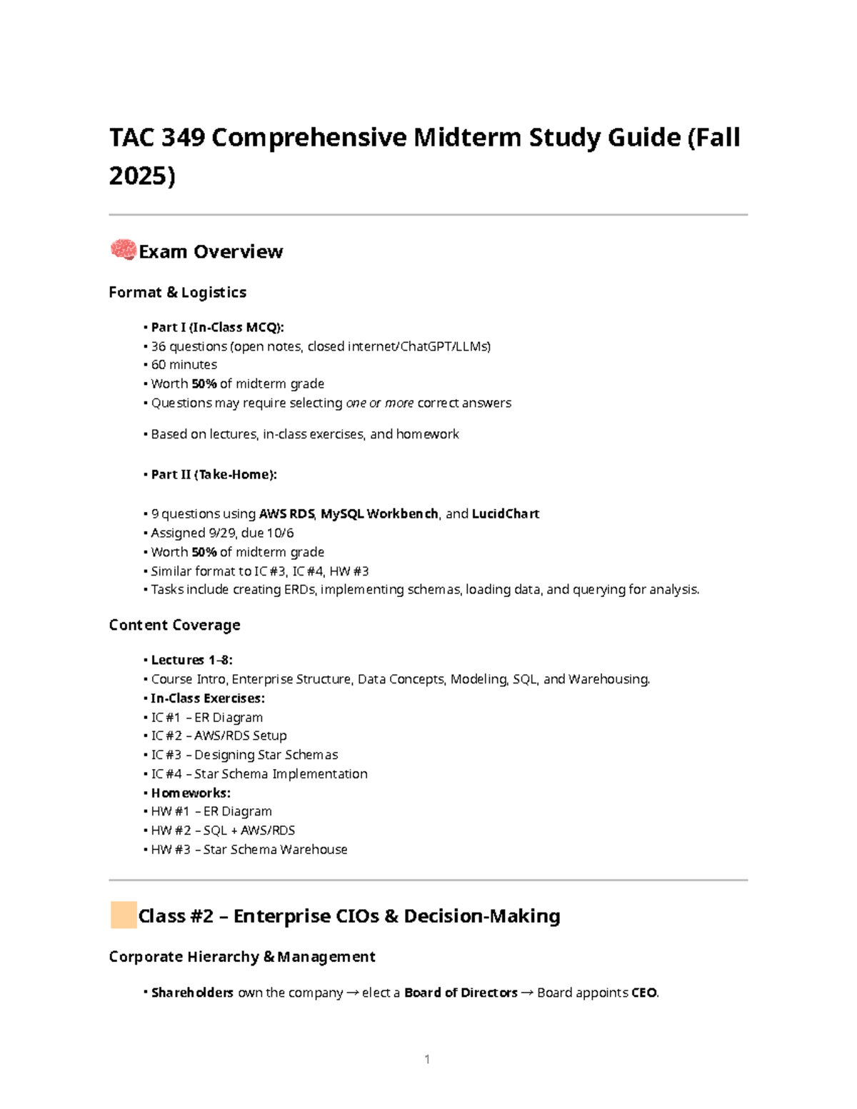 TAC 349 Comprehensive Midterm Study Guide (Fall 2025) - Studocu