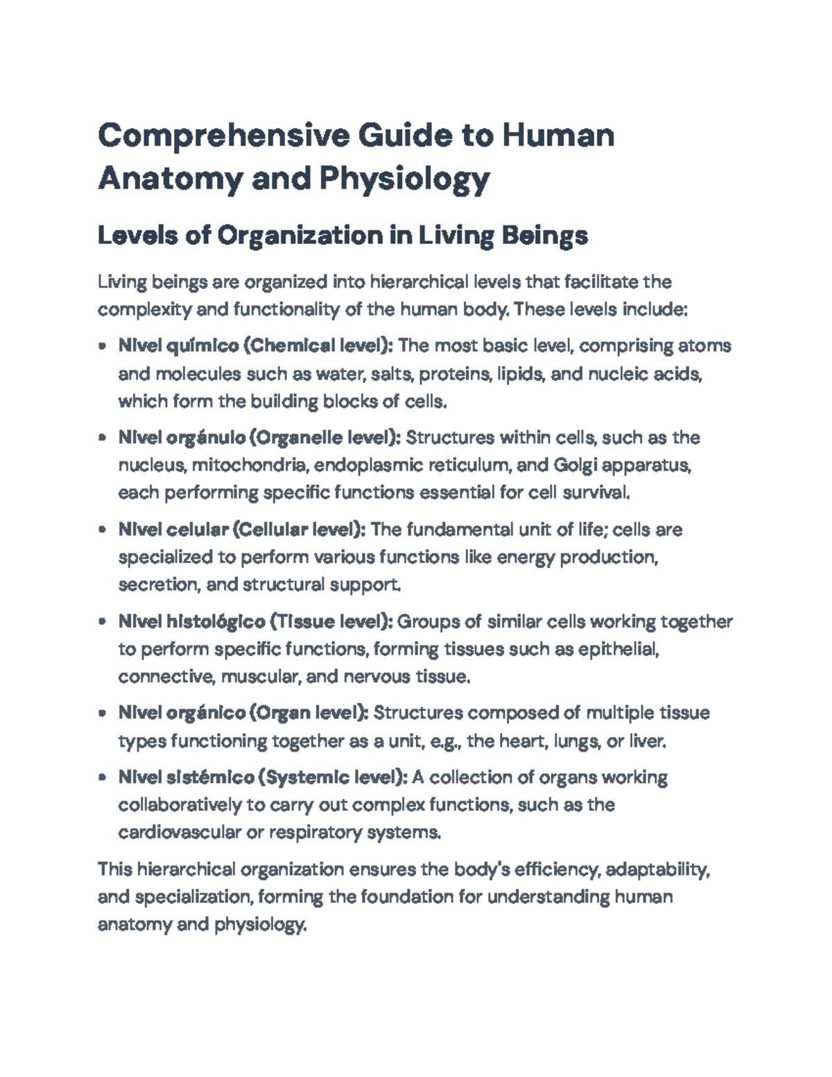 Comprehensive Guide to Human Anatomy & Physiology (ANAT 101) - Studocu