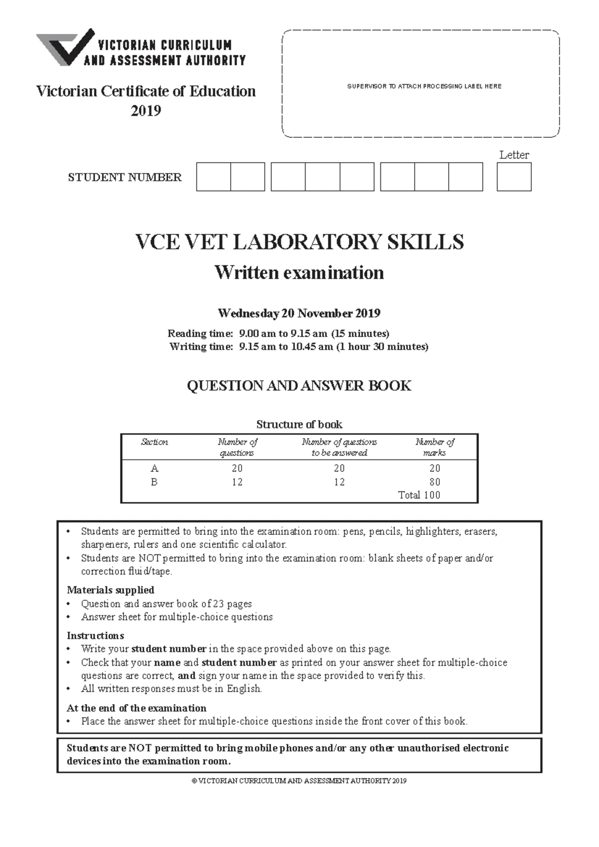 2018 VET LAB SKILLS Written Exam Past Paper - Studocu
