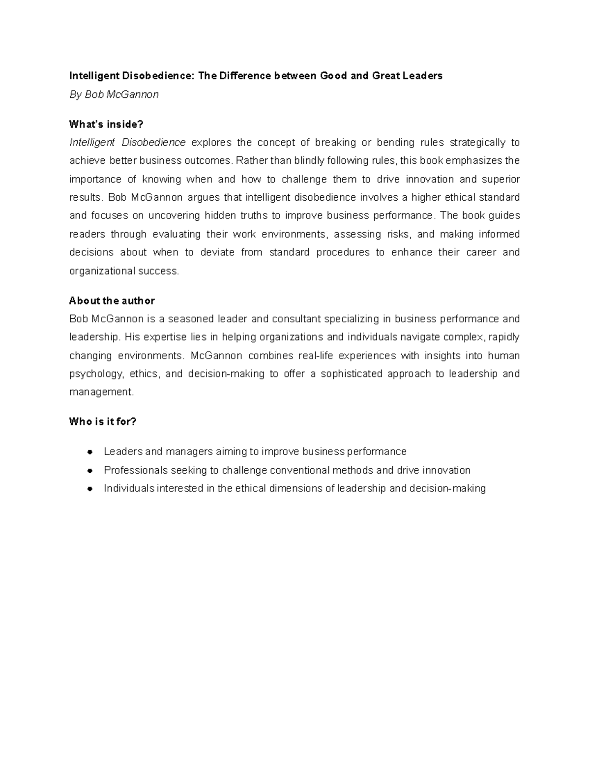 Intelligent Disobedience: Insights on Leadership Ethics and Performance ...