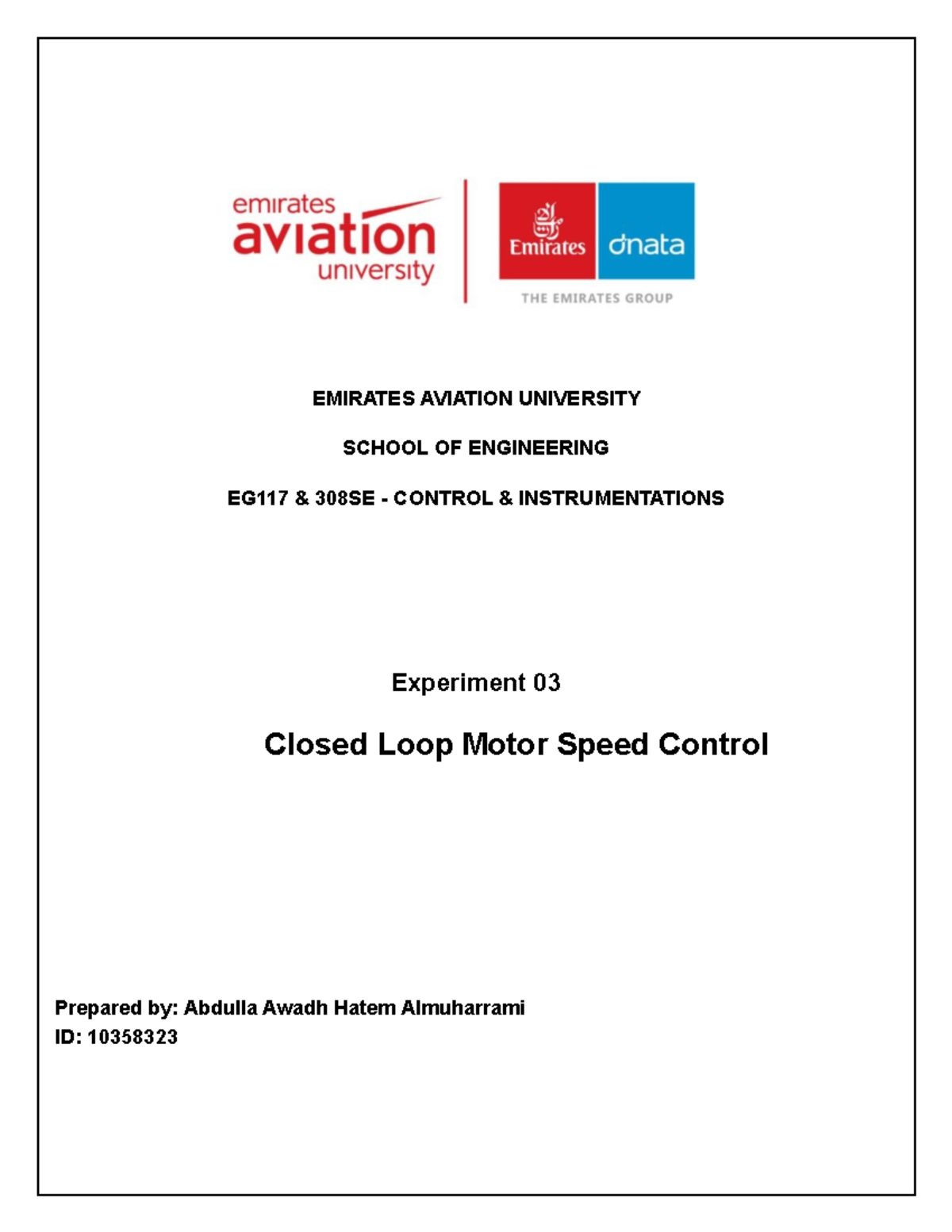 LAB EXP 3: Closed Loop Motor Speed Control - EG117 308SE - Studocu