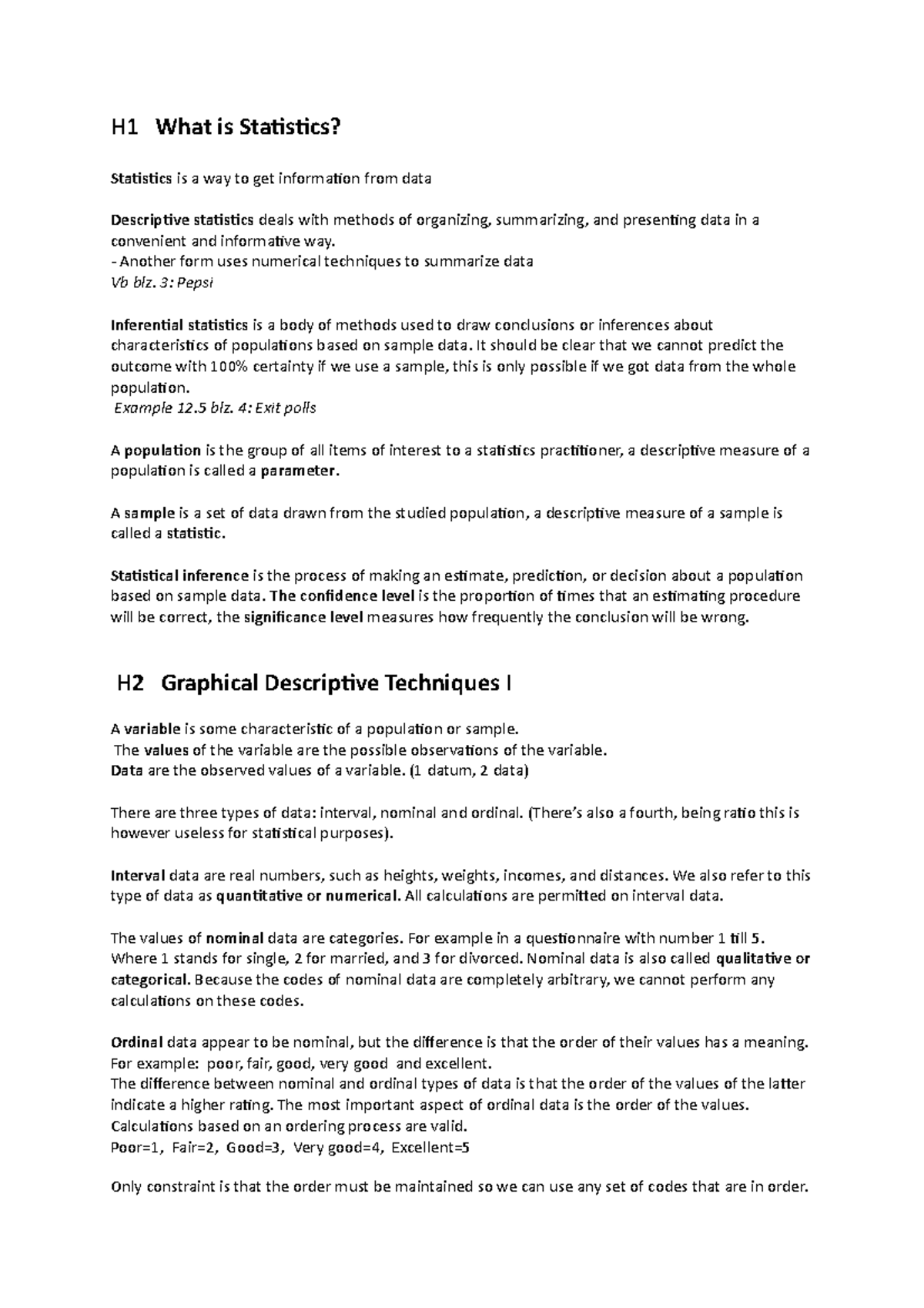 Statistics - Lecture Notes - ST - Descriptive Techniques and Inference ...