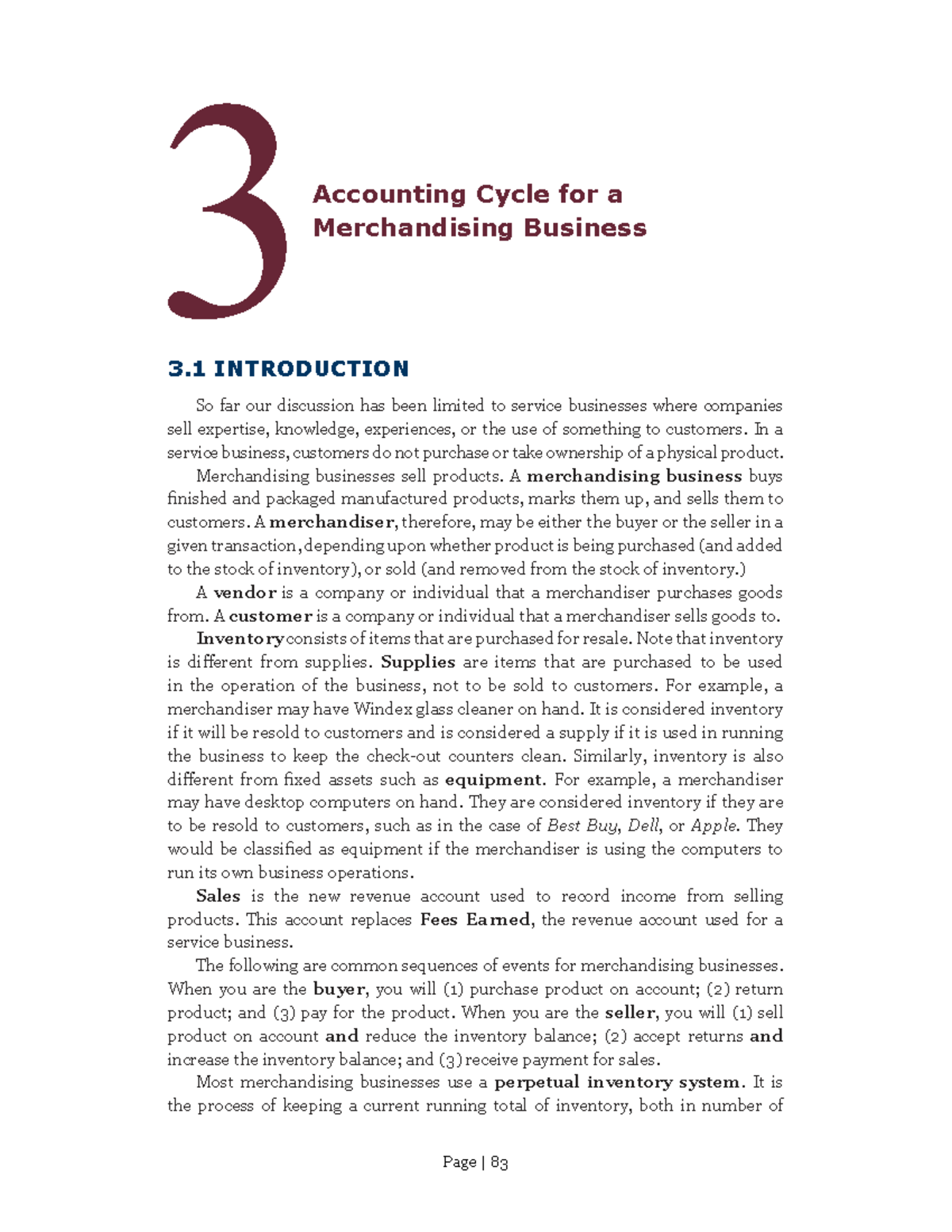 ACCT 2101 Principles of Financial Accounting: Merchandising Cycle ...