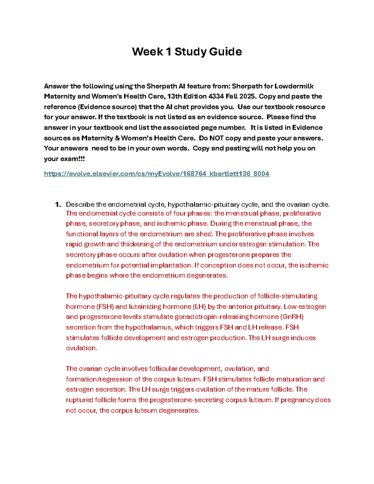 Maternity Health Care 4334 Week 1 Study Guide and Answers - Studocu