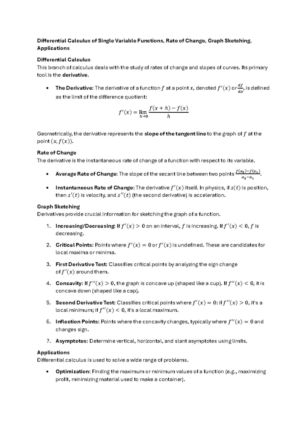 WTW 114-2 - Differential Calculus: Rates of Change & Graph Sketching ...