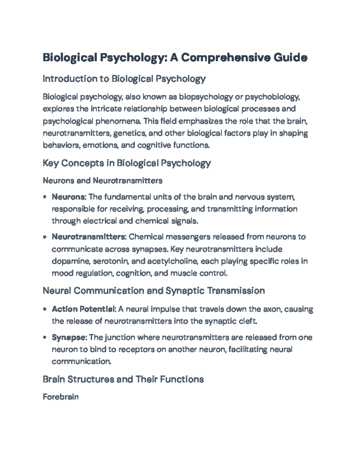Biological Psychology PSY101: Exploring Mind-Body Connections ...