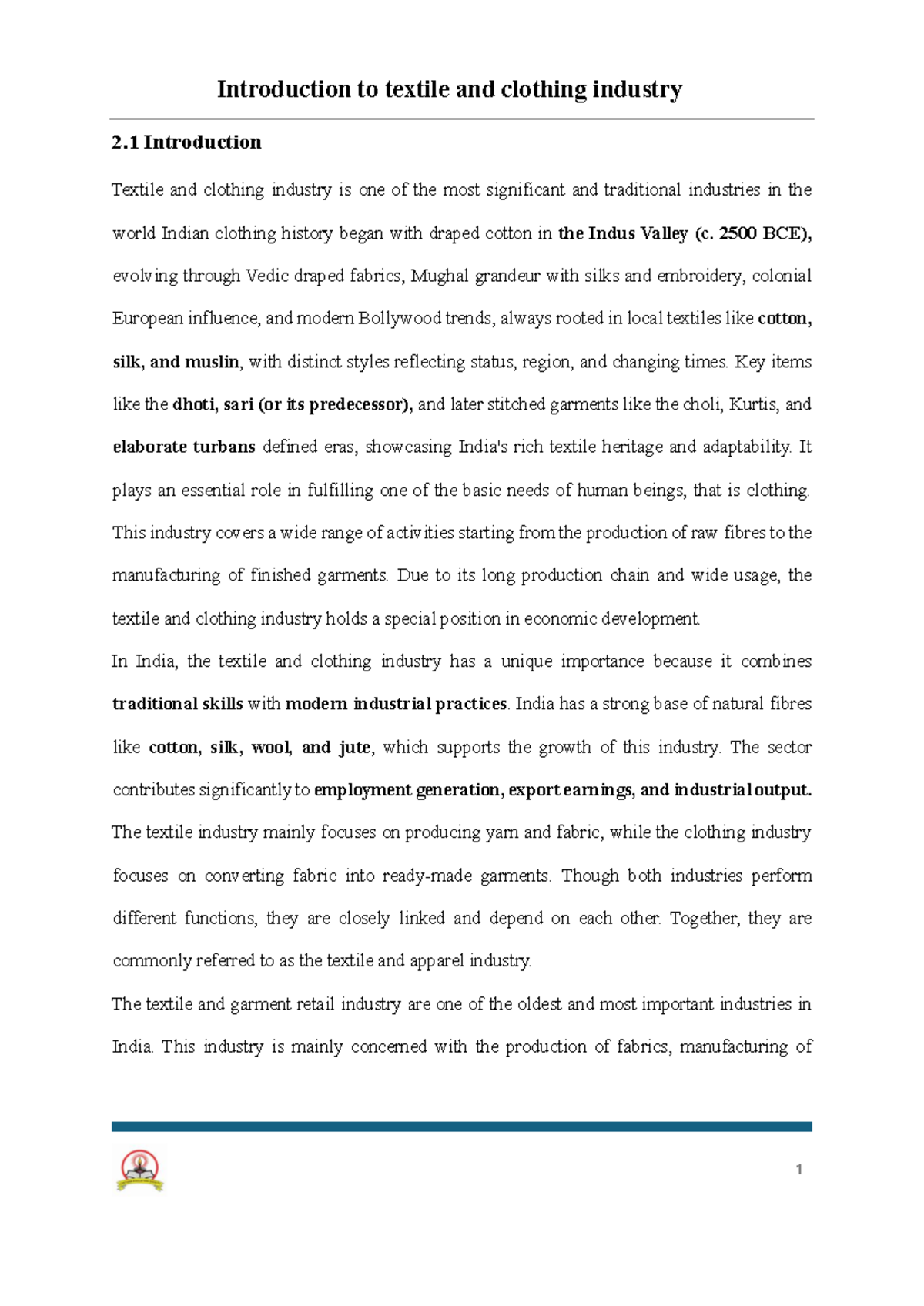 Textile and Clothing Industry Overview - Chapter 2 Insights - Studocu
