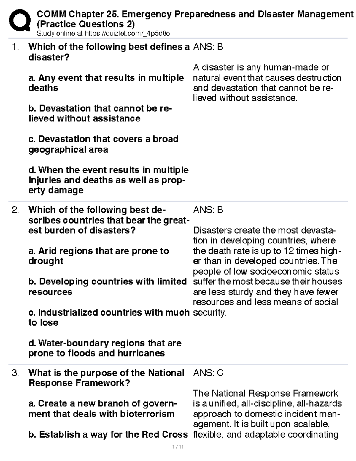 Trends in Disaster Management: Class Lecture Guide - Studocu