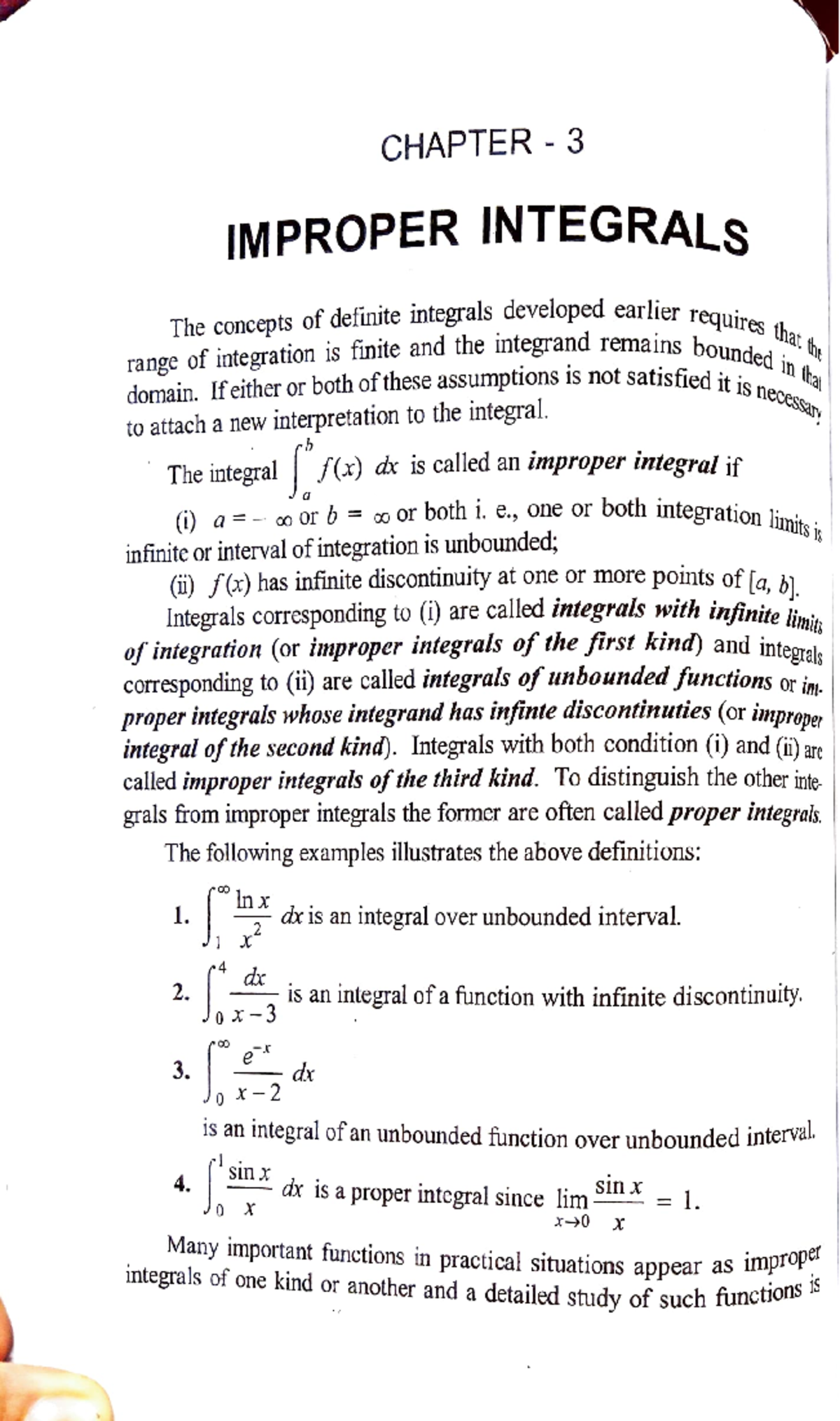 Chapter 3 - Lenear algibra - CHAPTER - 3 IMPROPER INTEGRALS T he ...