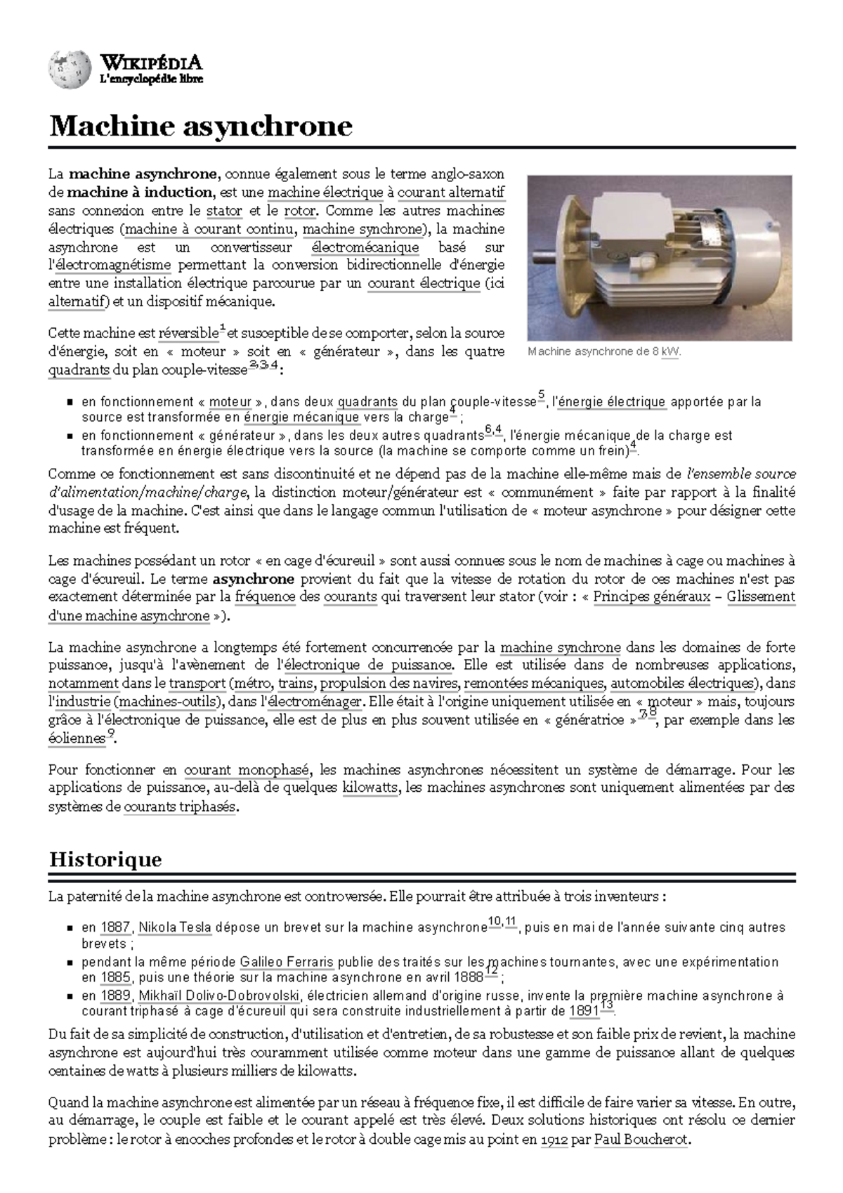 Étude sur la Machine Asynchrone : Caractéristiques et Applications ...