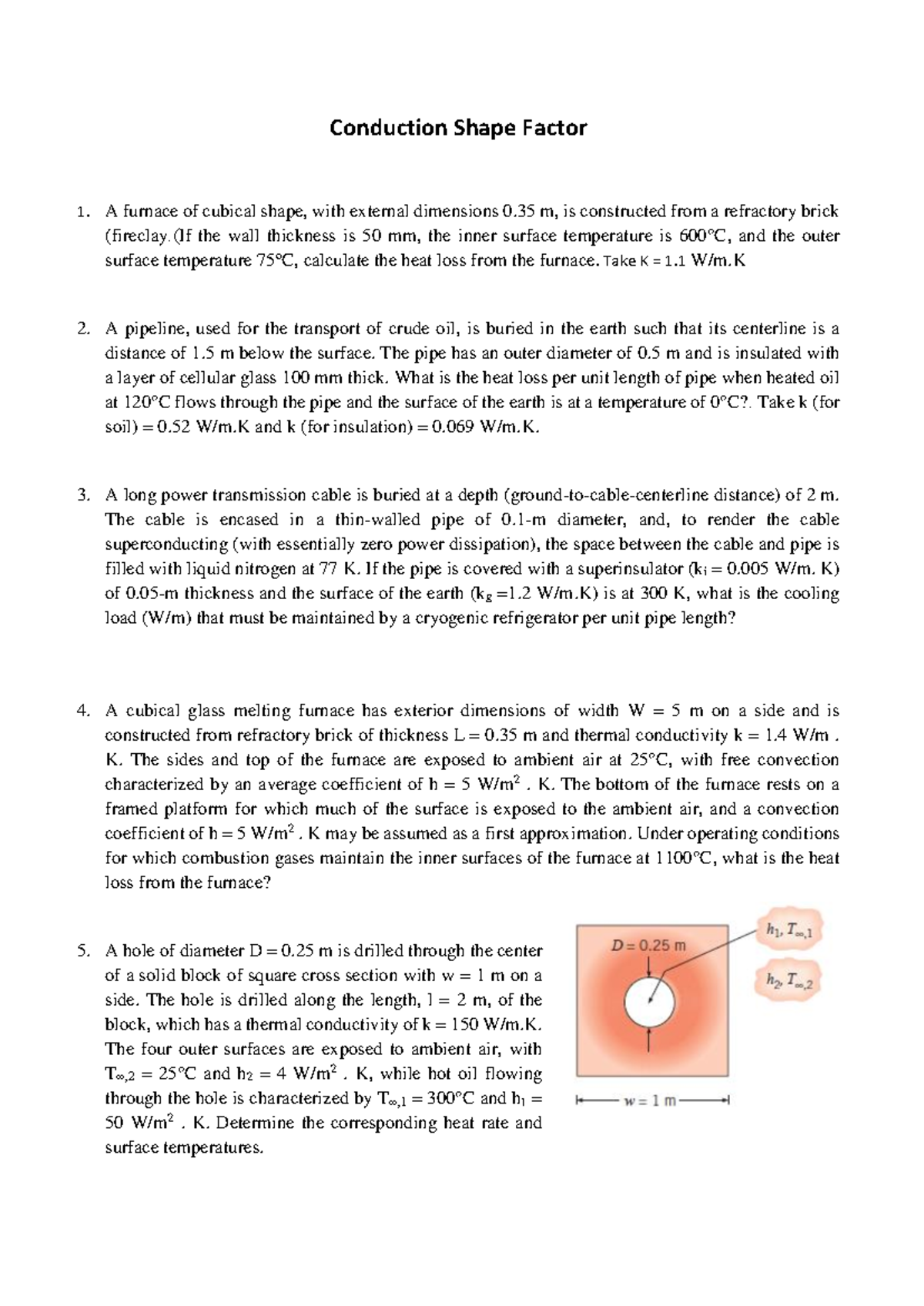 Conduction Shape Factor Analysis for Heat Loss Calculations - Studocu