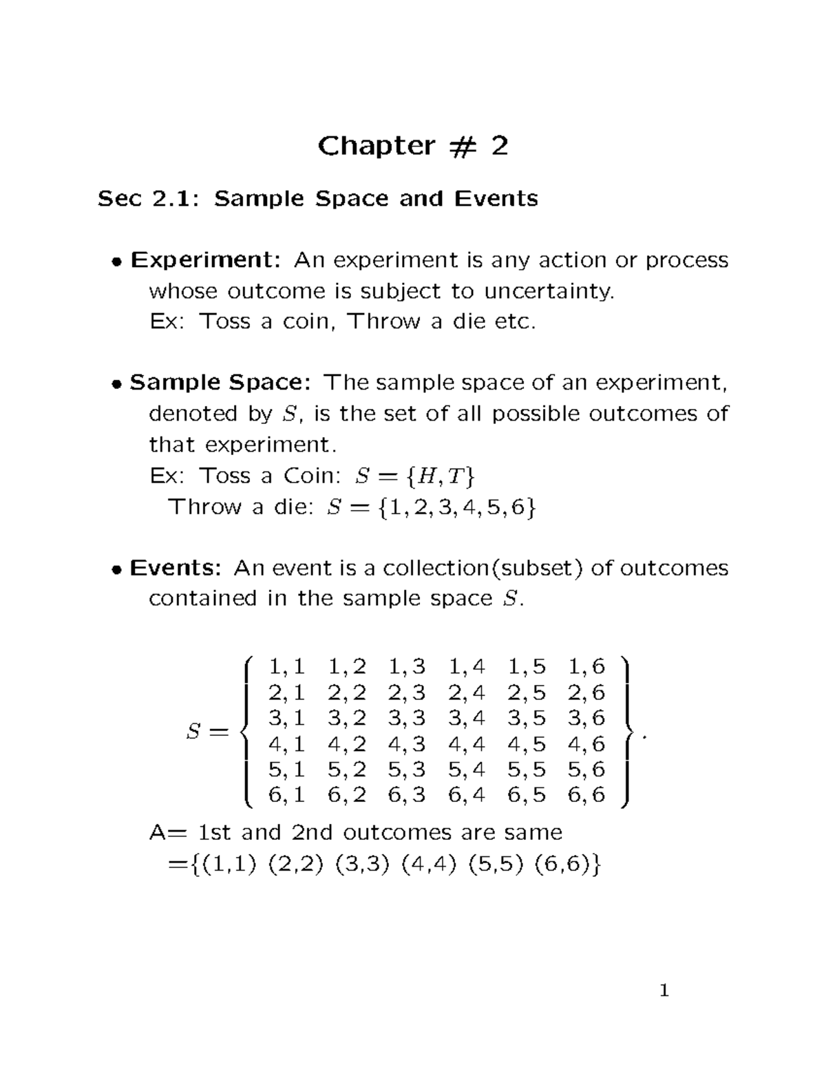 Probability Concepts: Sample Spaces, Events, and Axioms (Course Code ...