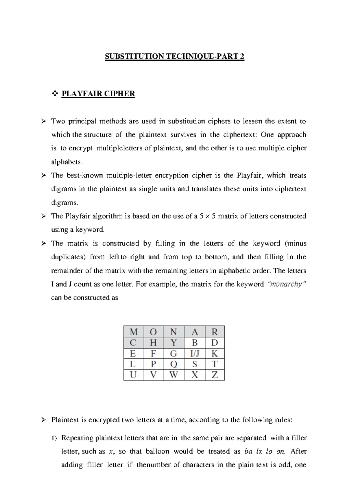 Substitution Technique-PART 2 - SUBSTITUTION TECHNIQUE-PART 2 PLAYFAIR ...