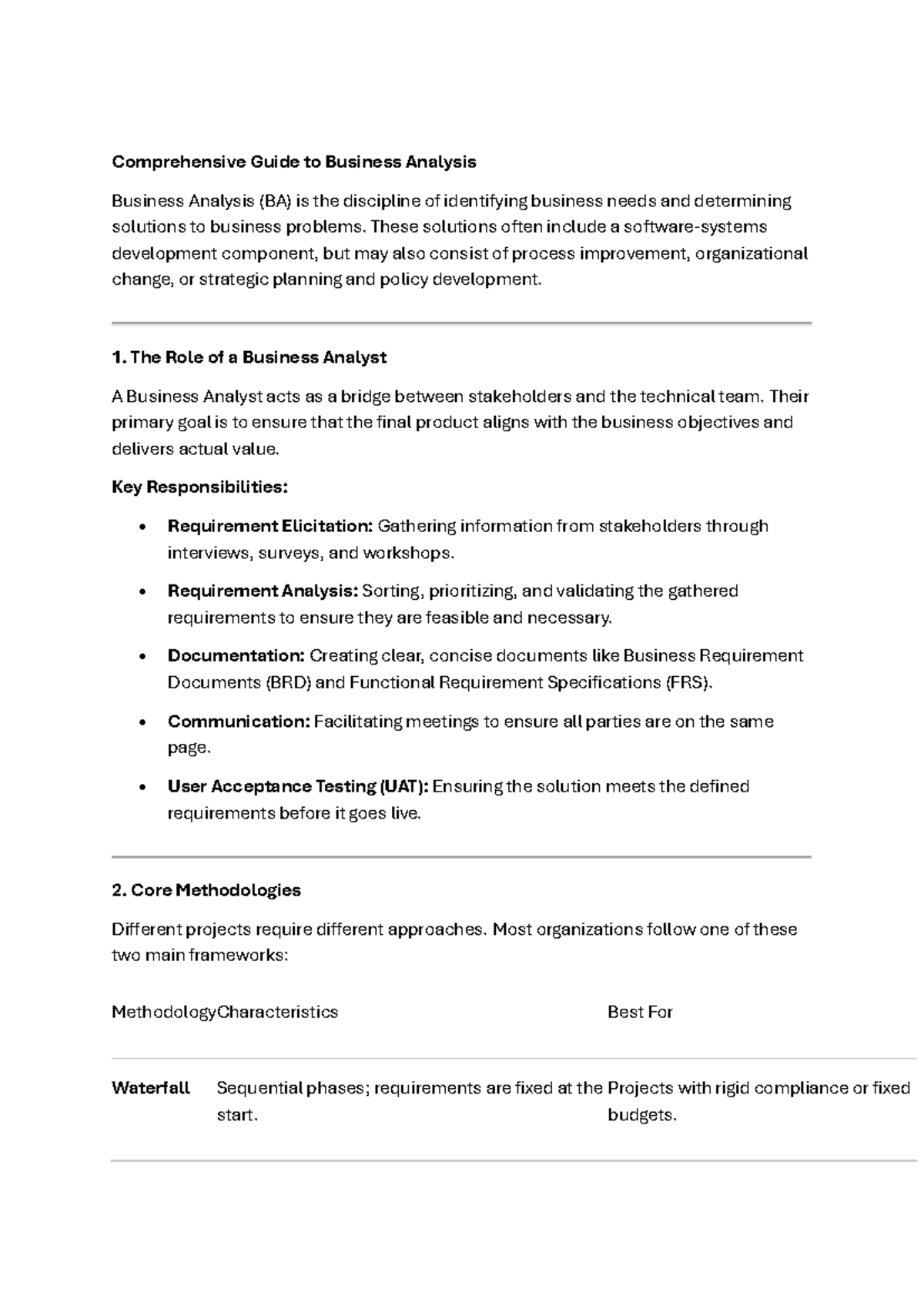 Comprehensive Guide to Business Analysis (BA) Techniques and Roles ...