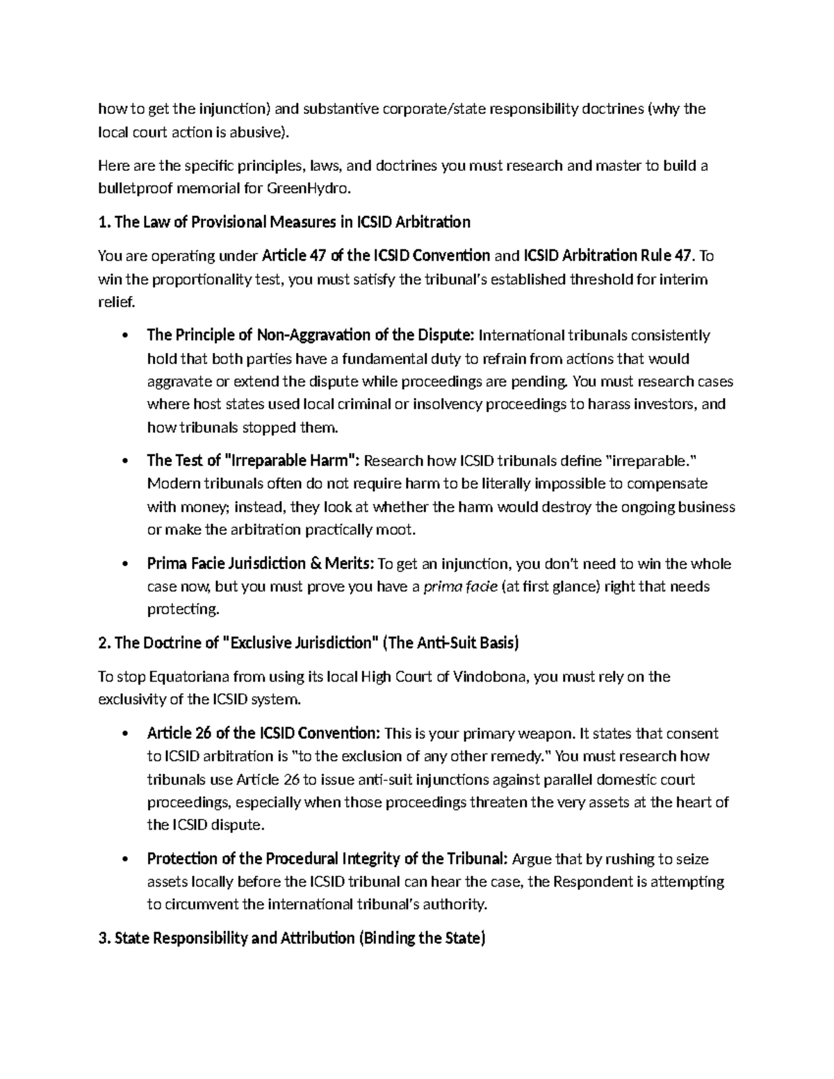 ICSID Arbitration: Securing Injunctions & State Responsibility - Studocu