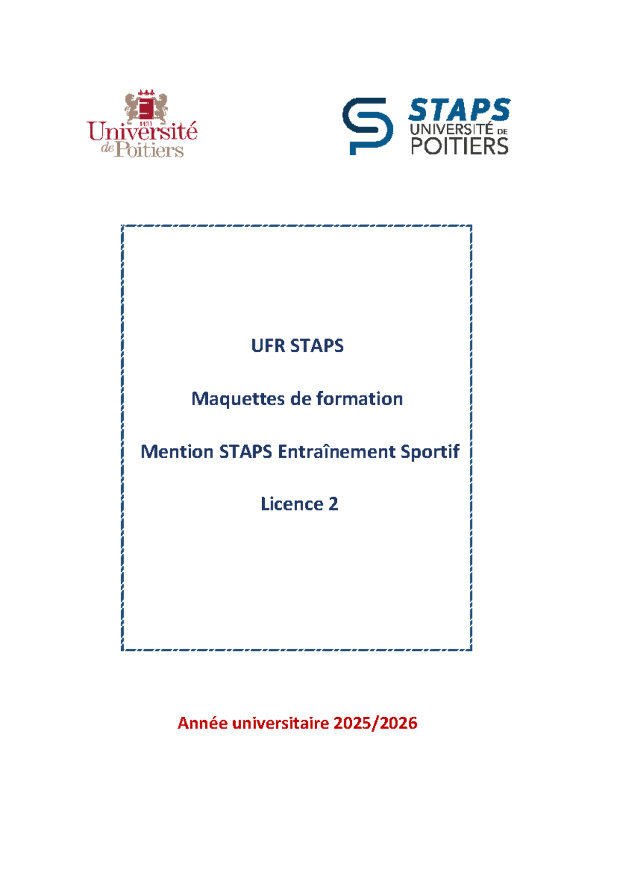 UFR STAPS L2 Maquettes de Formation et Contrôle des Compétences 2025 ...