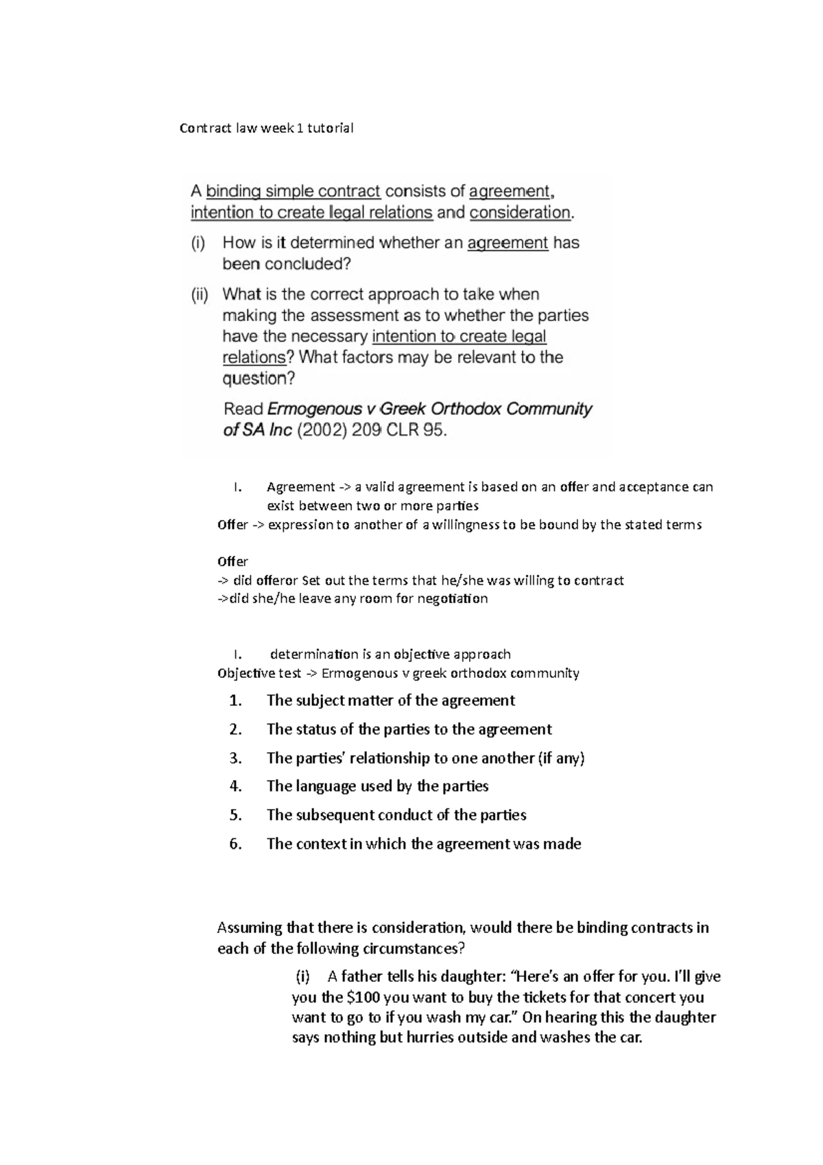 LLB202 Lectures - Lecture notes from weeks 1-3 - LLB202 – Contract Law ...