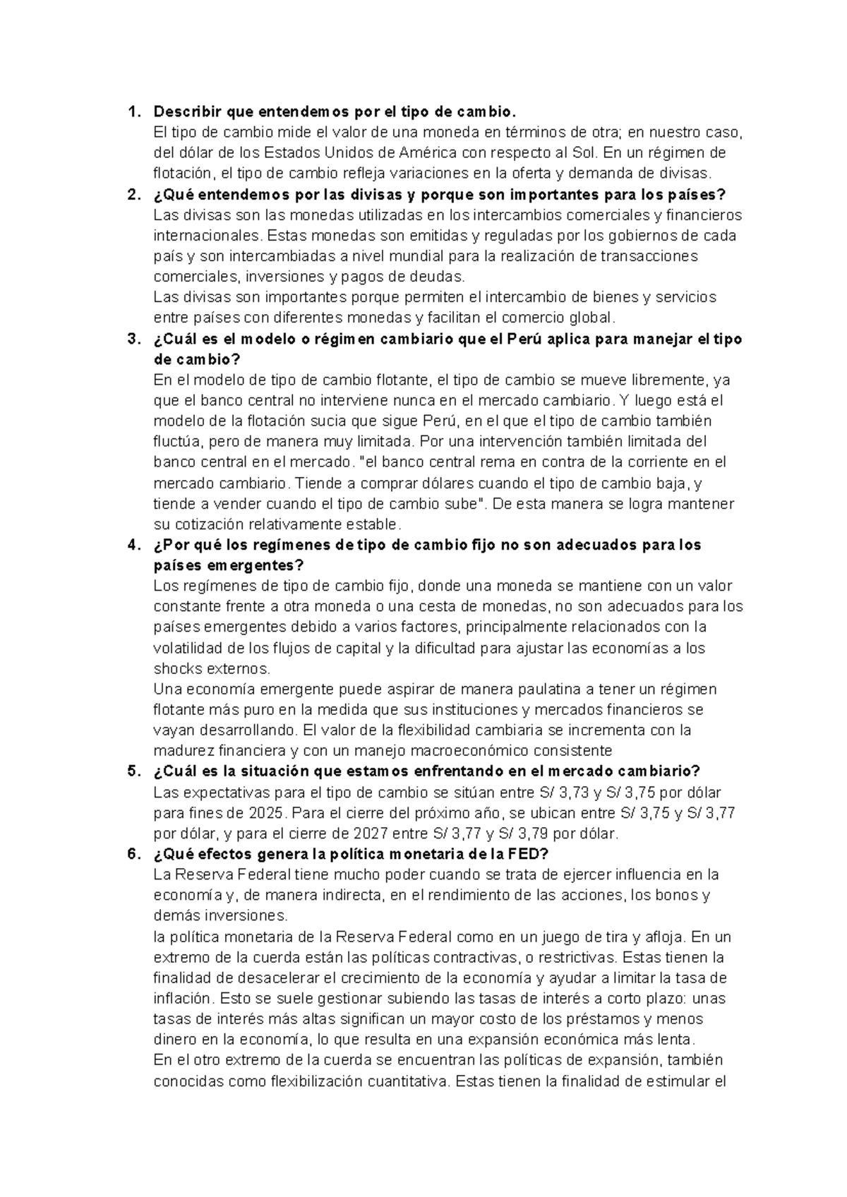 Análisis del Tipo de Cambio y su Impacto en la Economía Peruana - Studocu