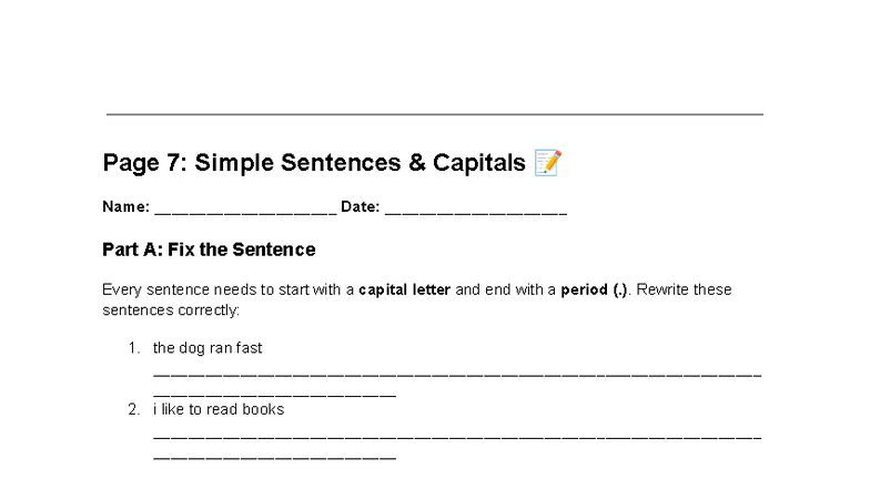English Worksheet: Simple Sentences, Vocabulary, and Phonics - Studocu