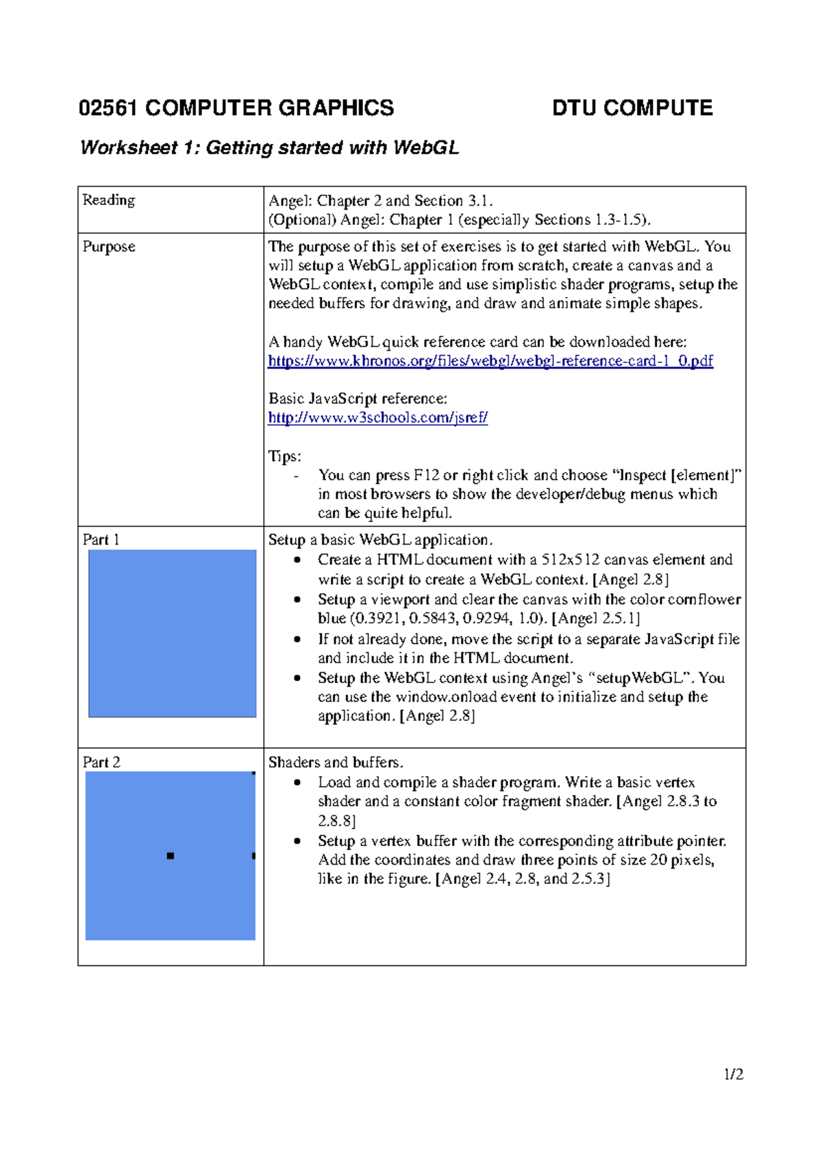 02561-worksheet 01 - 02561 COMPUTER GRAPHICS DTU COMPUTE Worksheet 1 ...