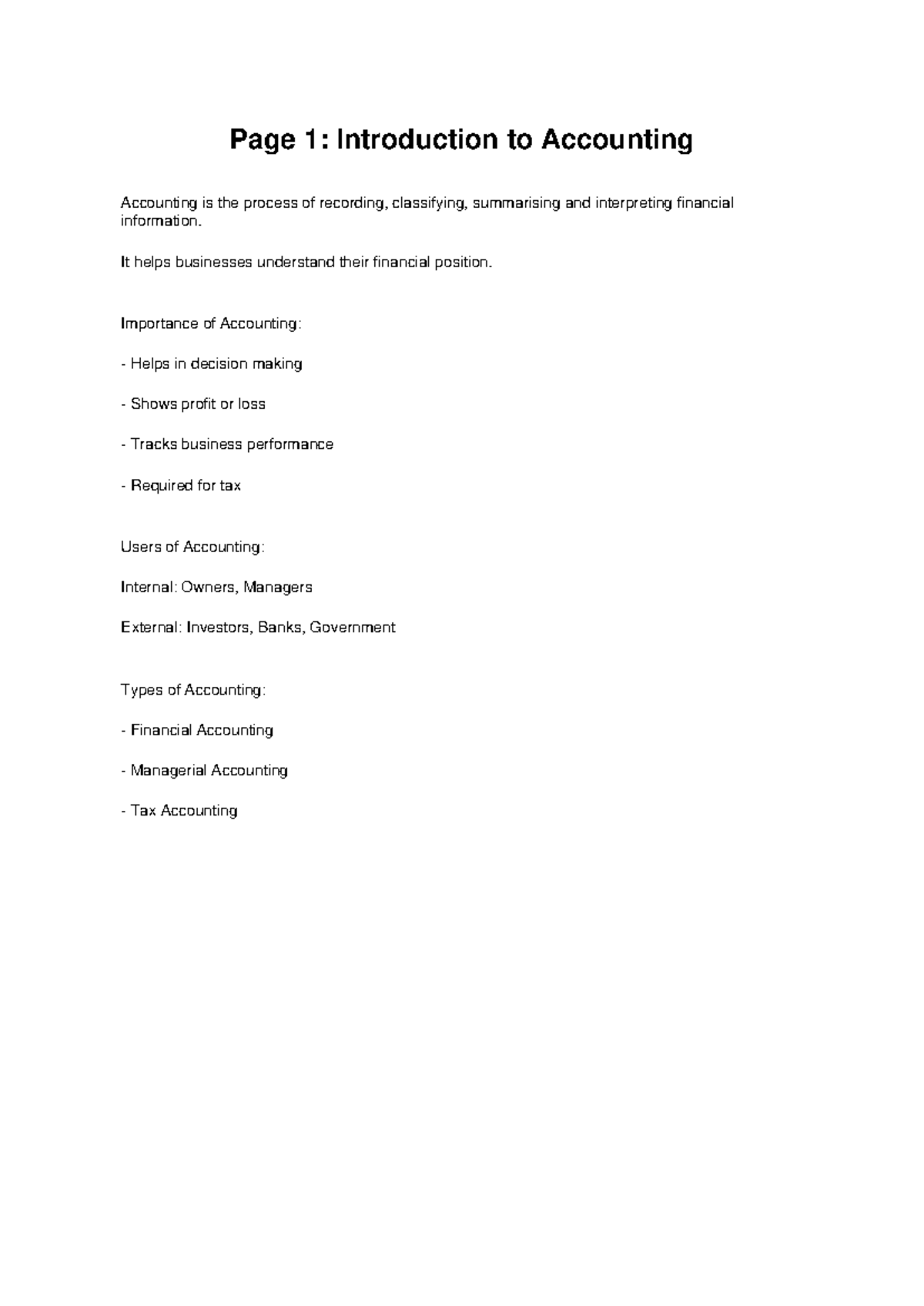 Accounting Notes: Key Concepts and Financial Statements Overview - Studocu