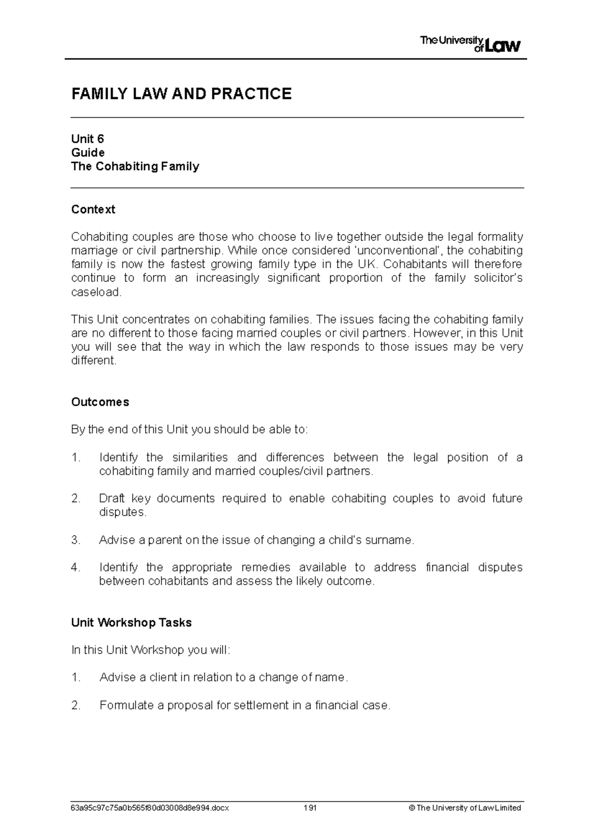 2223 fam ws06 ce01 guide - FAMILY LAW AND PRACTICE Unit 6 Guide The ...