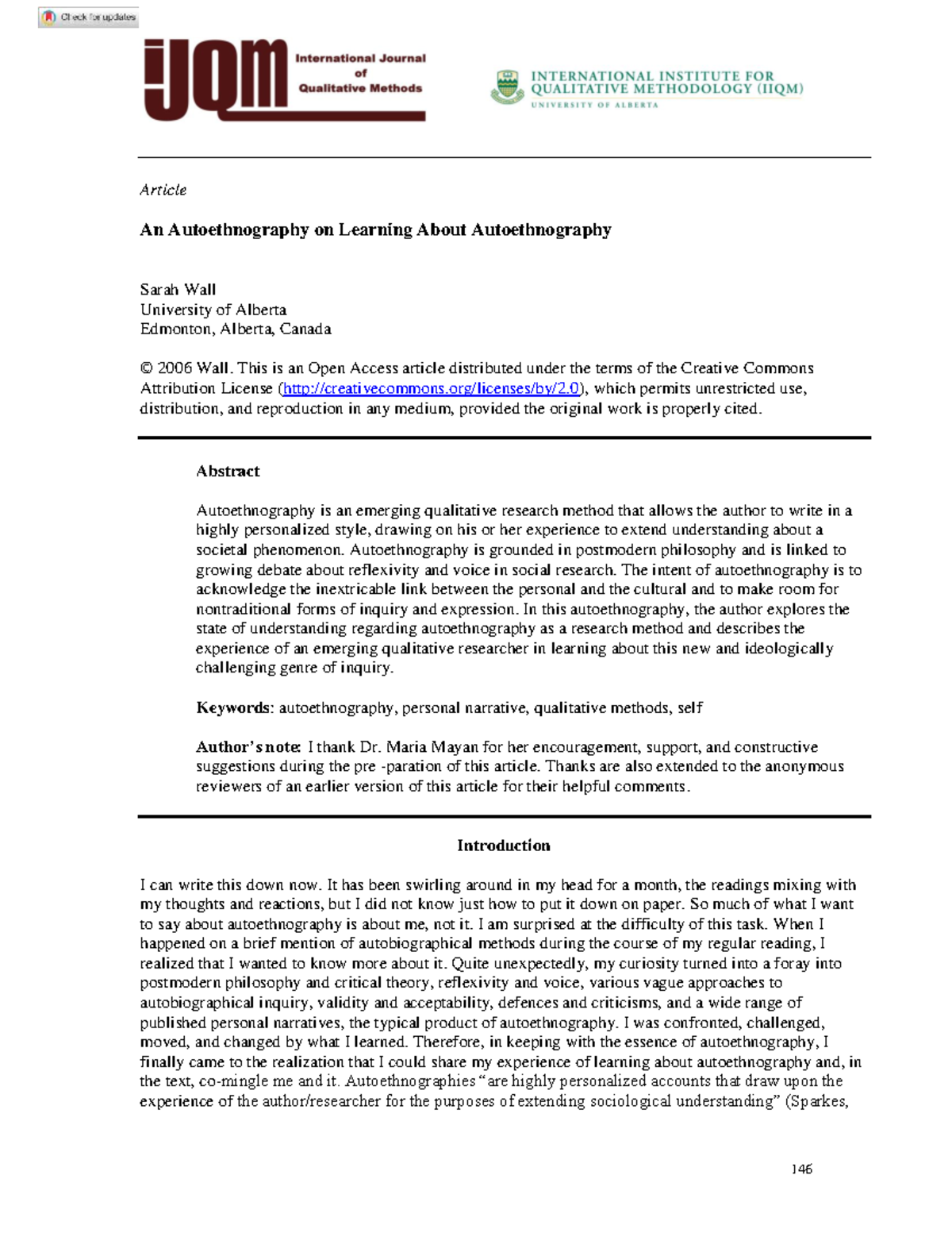 Autoethnography: Insights and Reflections on a Qualitative Method - Studocu