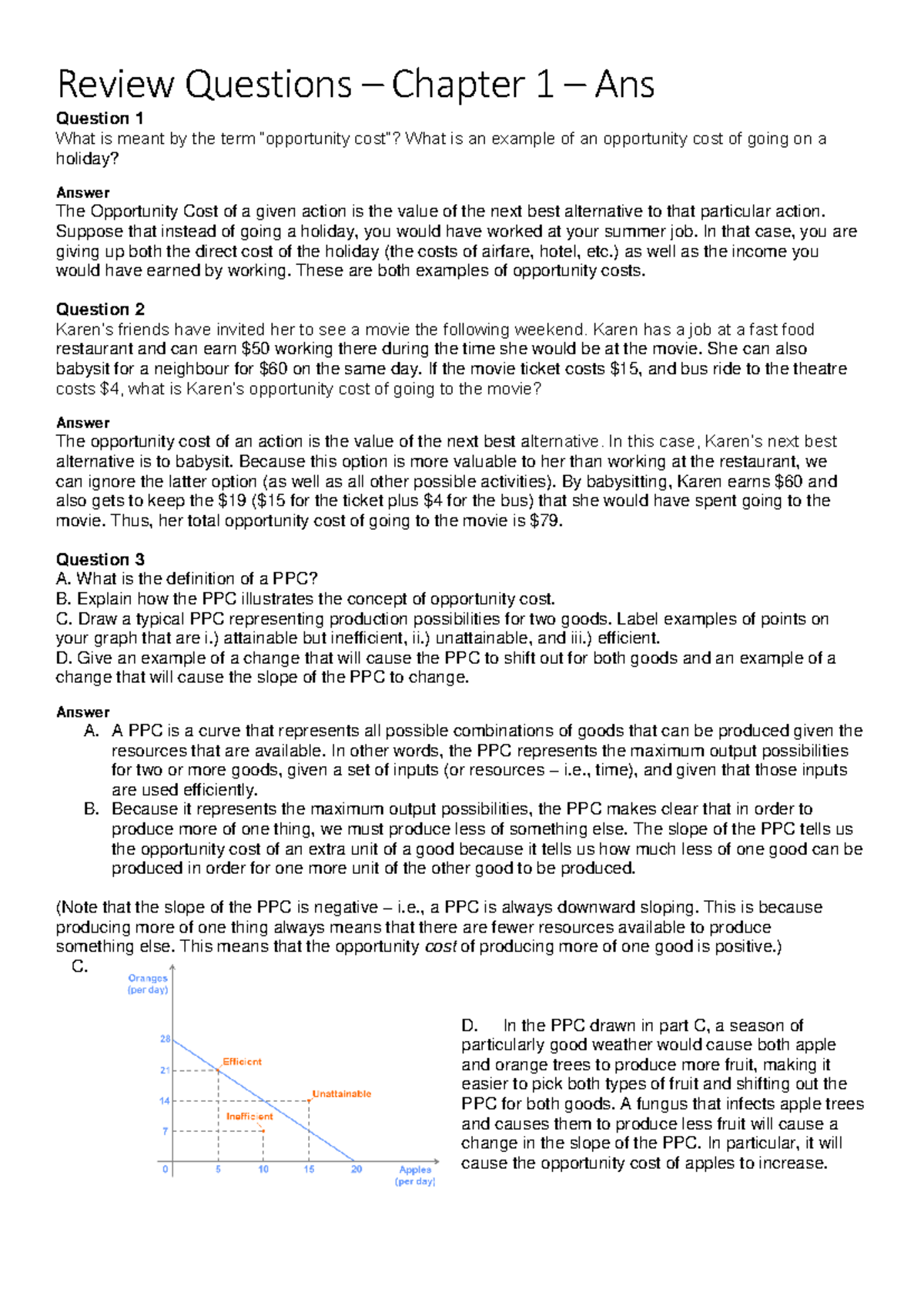 Final Exam: Answers for Chapters 1-10 - Econ 101 - Studocu