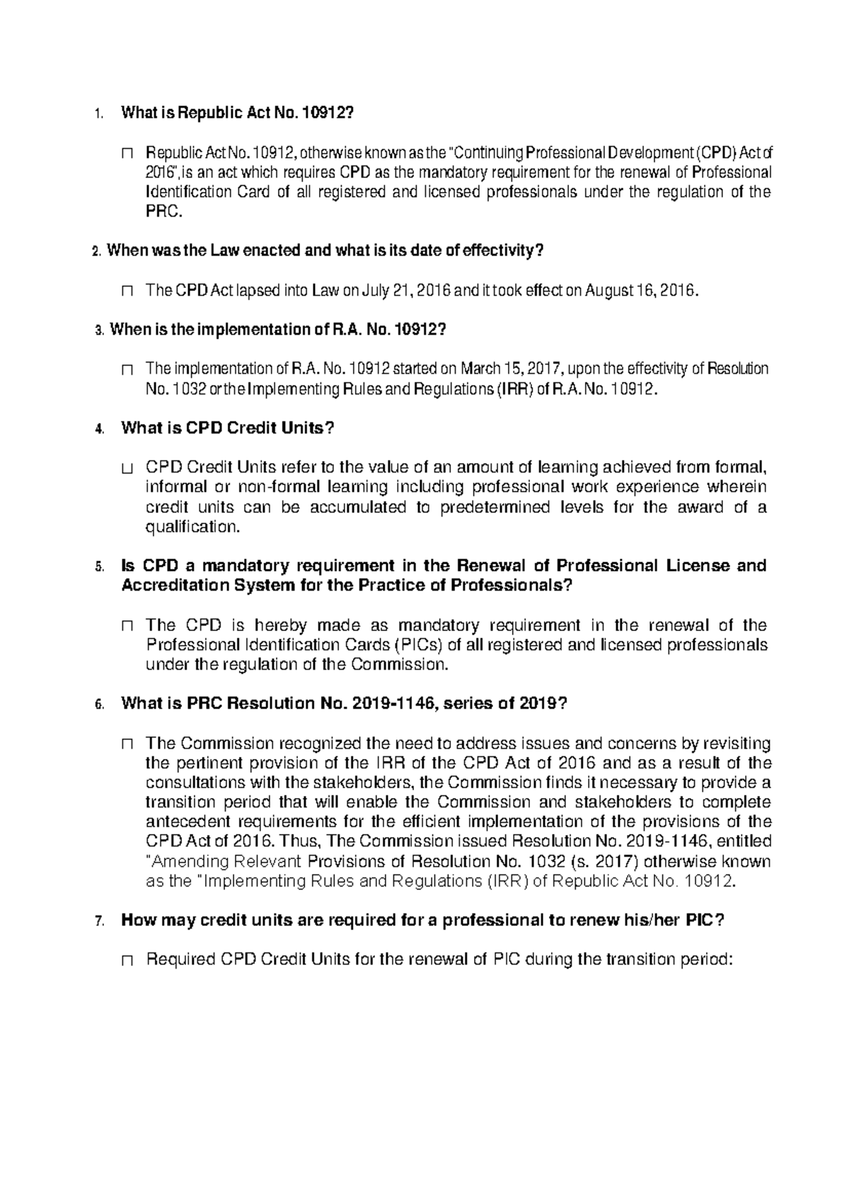 RA 10912: Review Notes on the CPD Act and Professional License Renewal ...