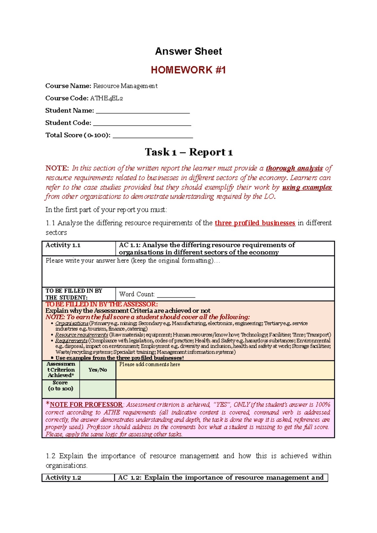 Answer Sheet 1 strategic management assignment - Answer Sheet HOMEWORK ...