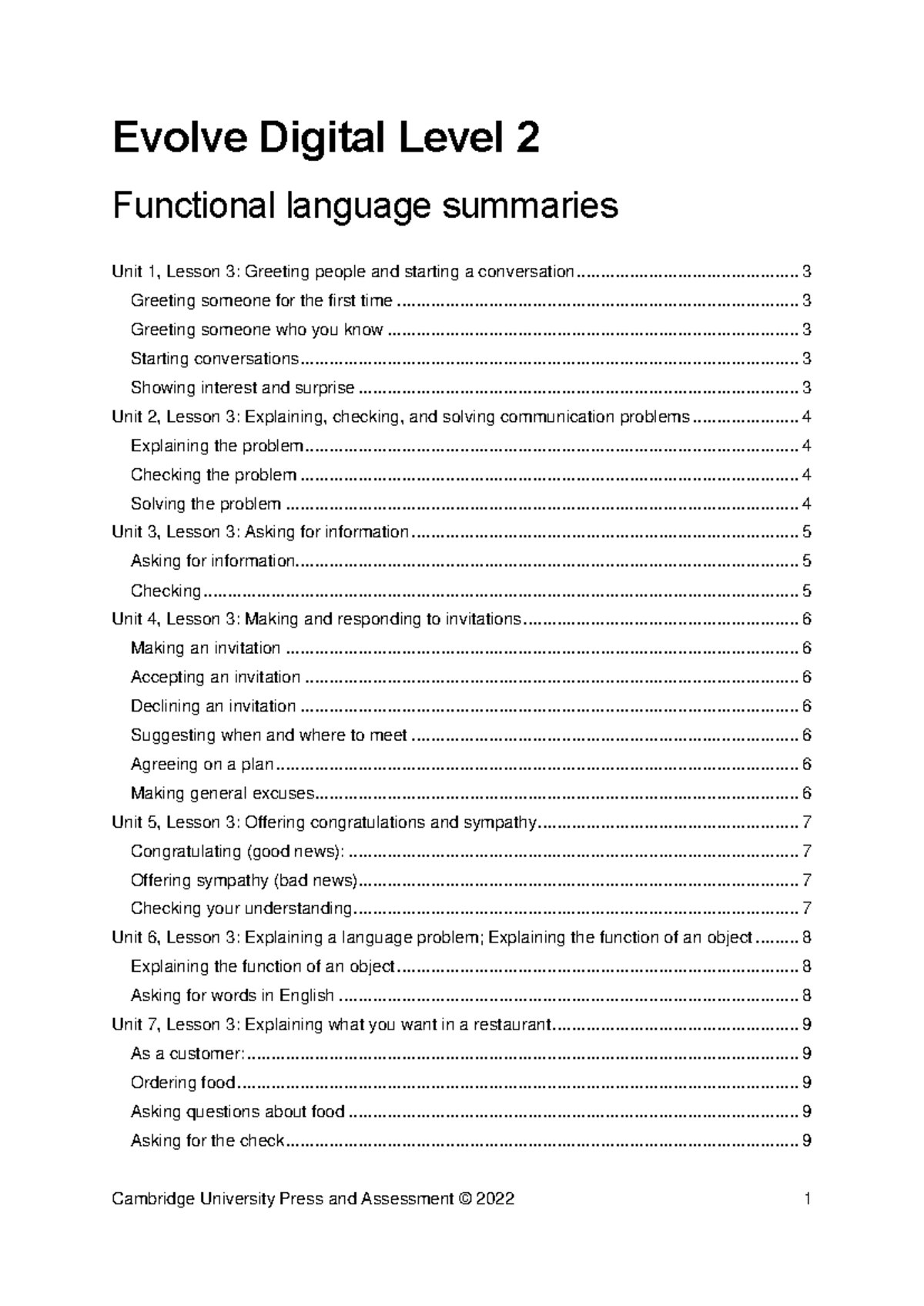 Evolve Digital Level 2 Functional language summaries - Functional ...