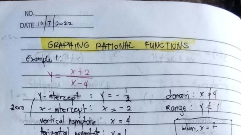 Graphing Rational Functions - MATH 101 Lecture Notes - Studocu