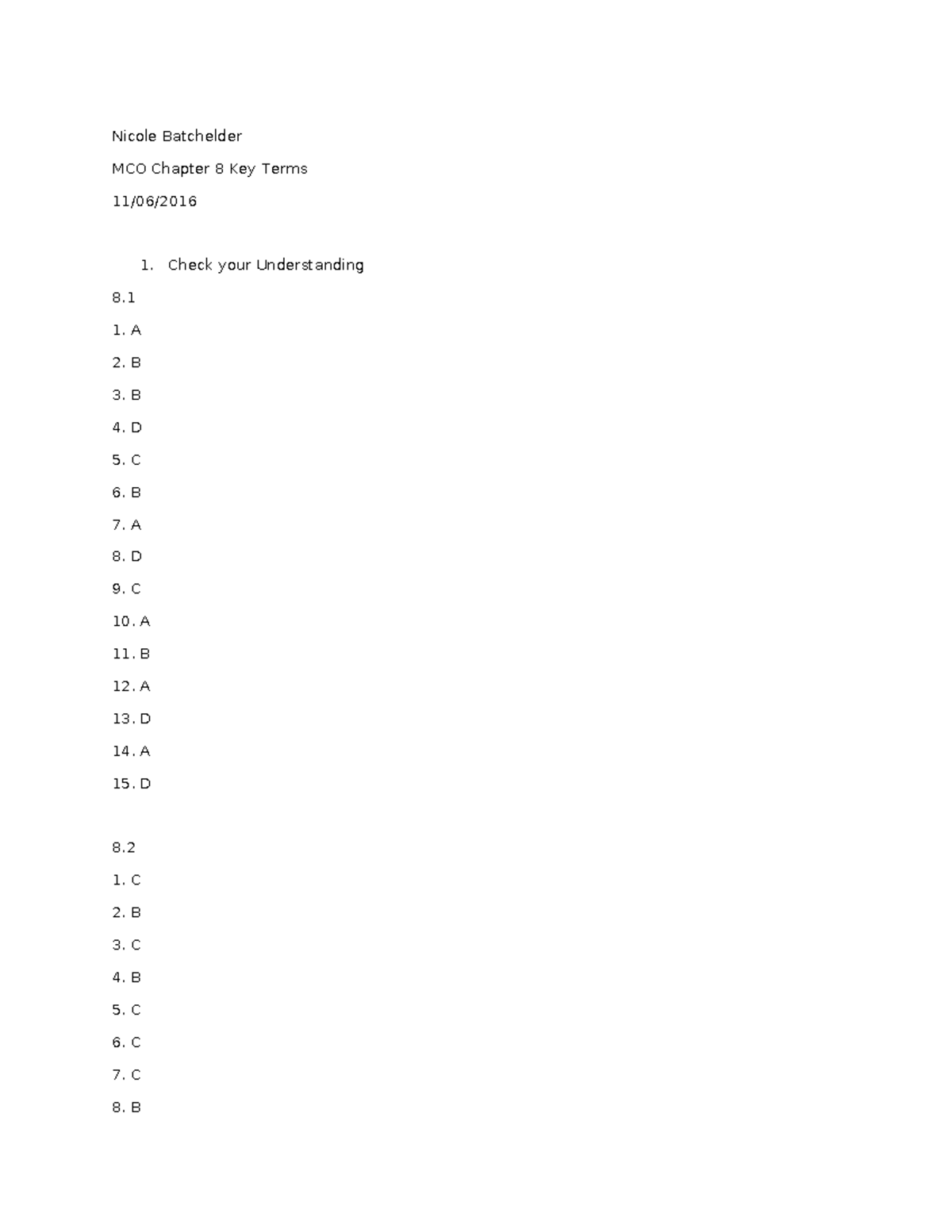 MCO Chapter 8 Key Terms Summary and Definitions - Studocu