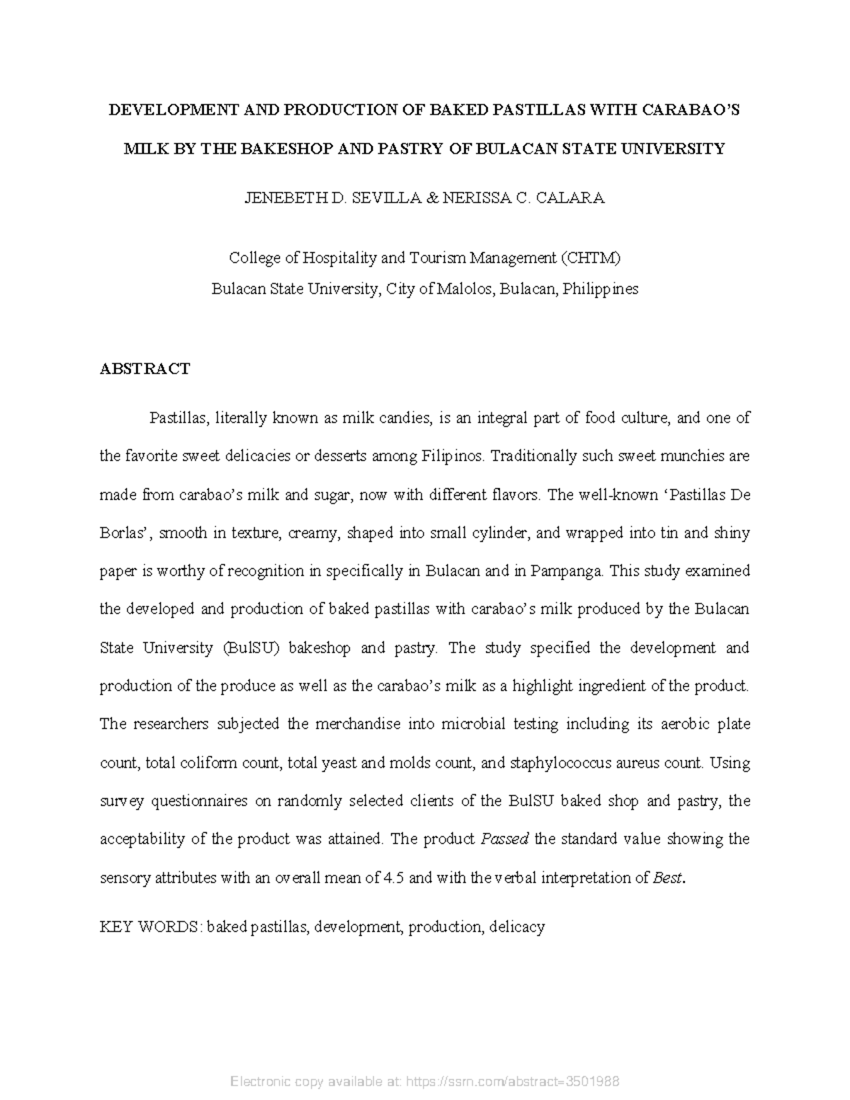 Development and Production of Baked Pastillas with Carabao’s Milk ...