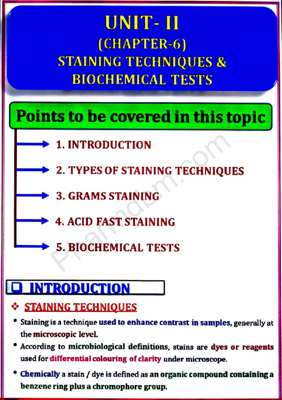 Pharmaceutical Microbiology - Unit 2: Staining Techniques & Tests - Studocu