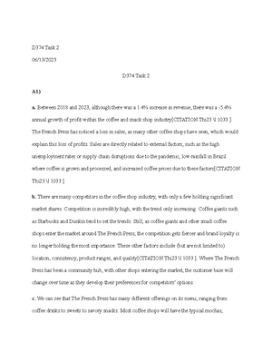 D374 Task 2 Survey - Passed first attempt, no revisions needed - D374 ...