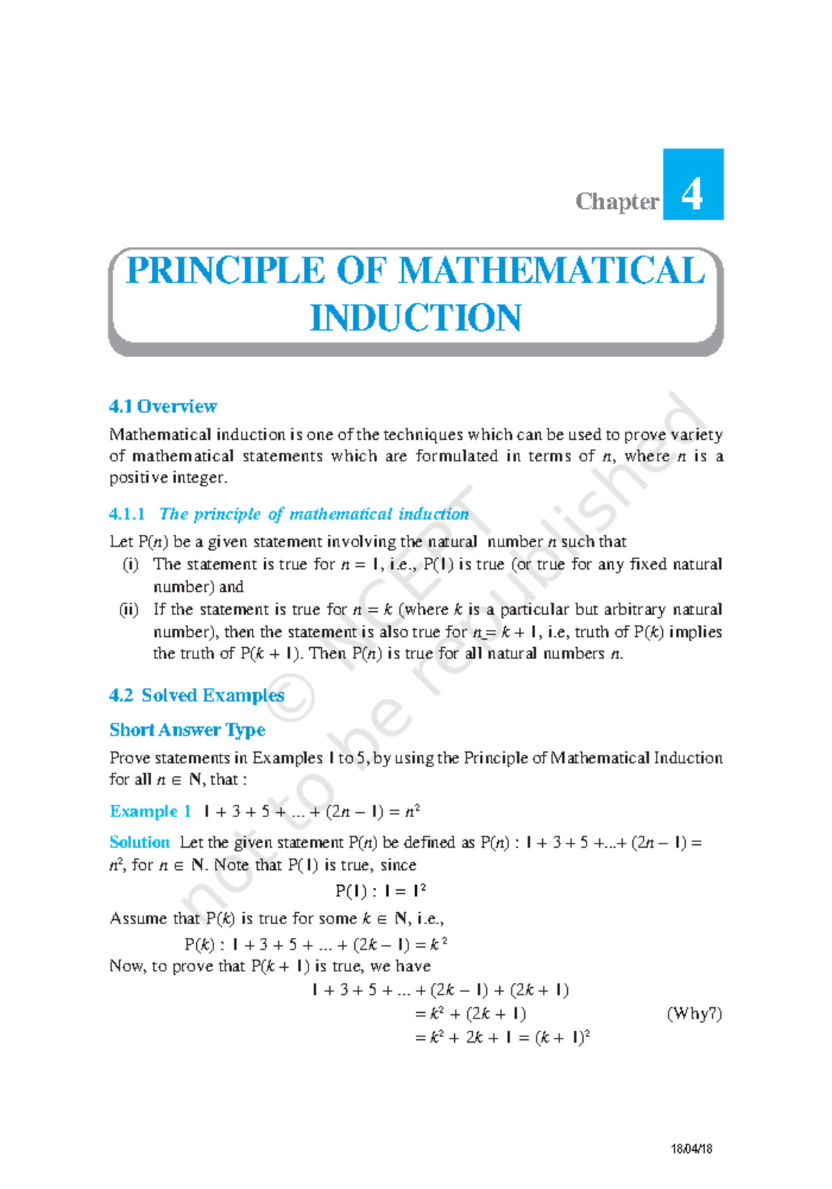 Mathematical Induction Notes - 4 Overview Mathematical induction is one ...
