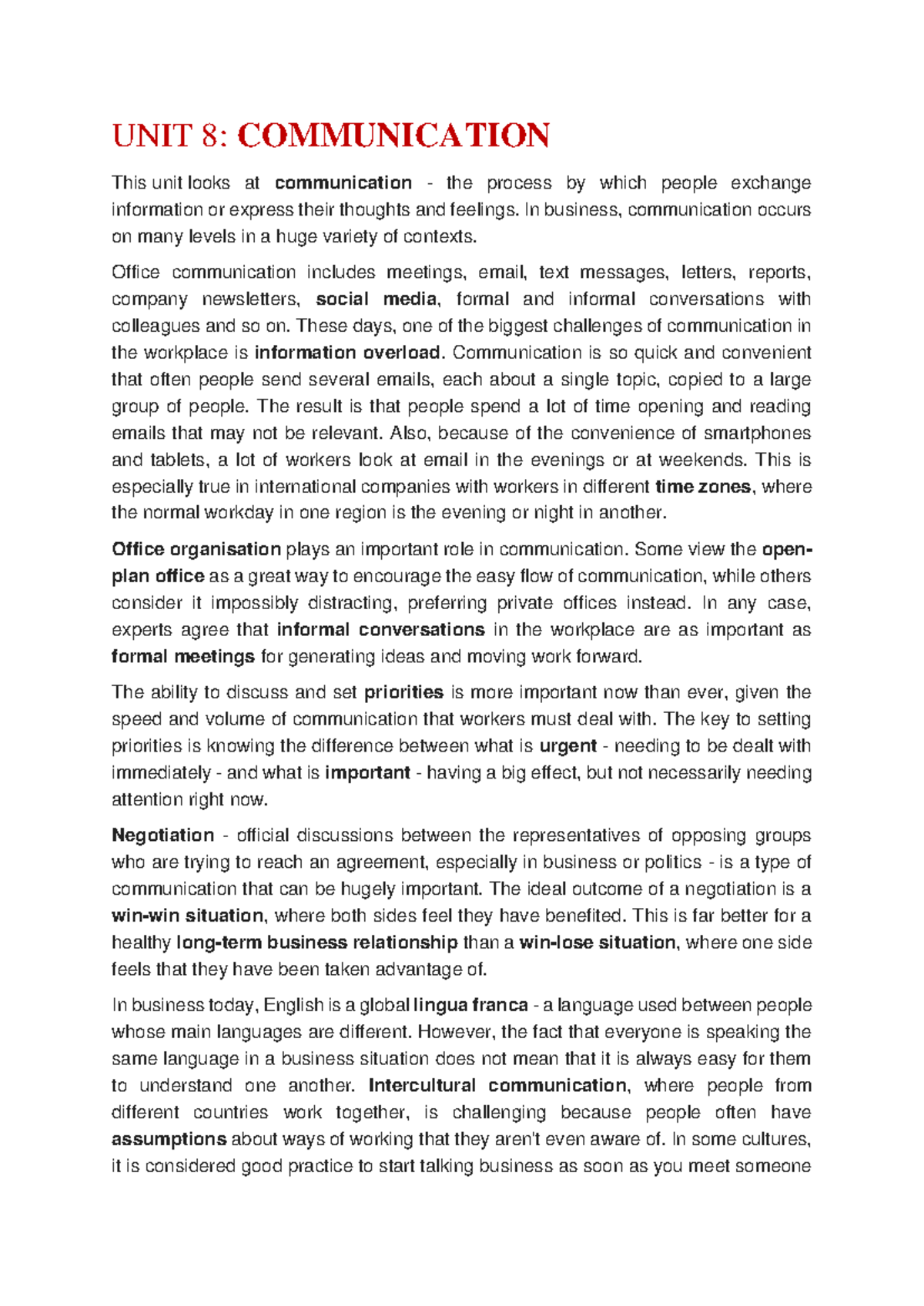 UNIT 8 Communication - Trường Đại học Công nghệ thông tin, Đại học Quốc ...
