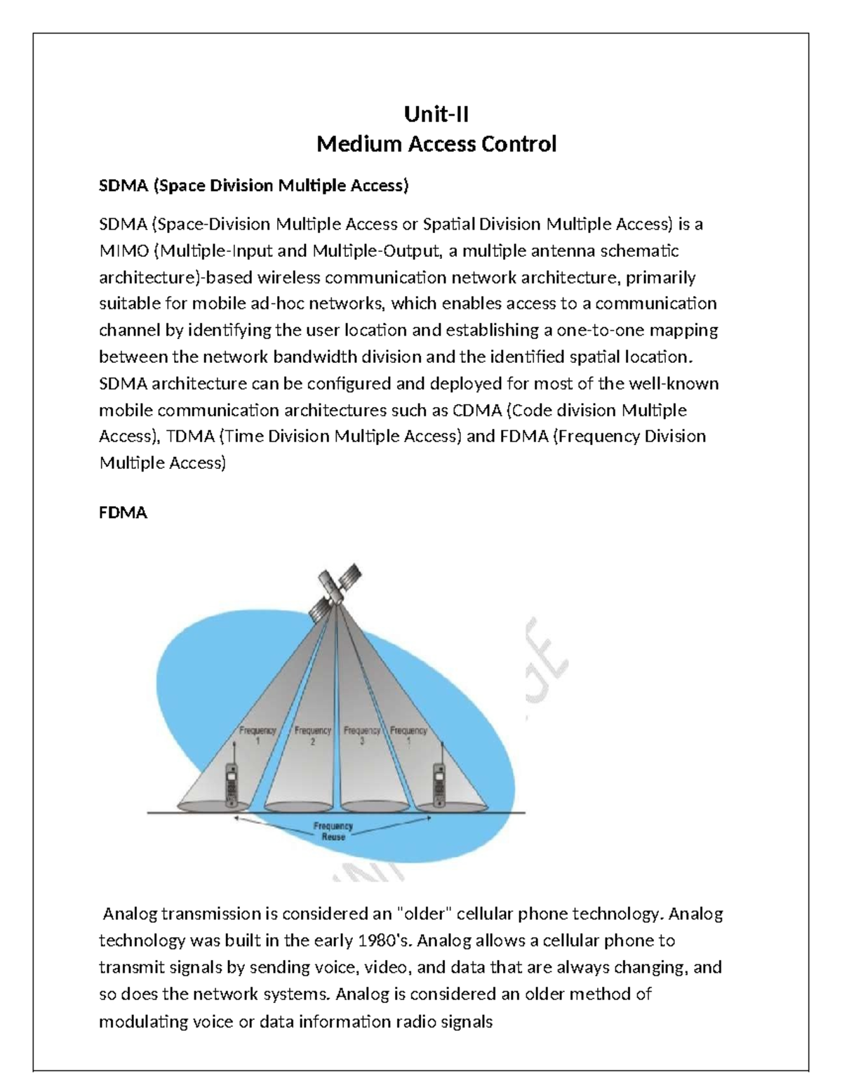 Unit II Mobile Computing - Unit-II Medium Access Control SDMA (Space ...