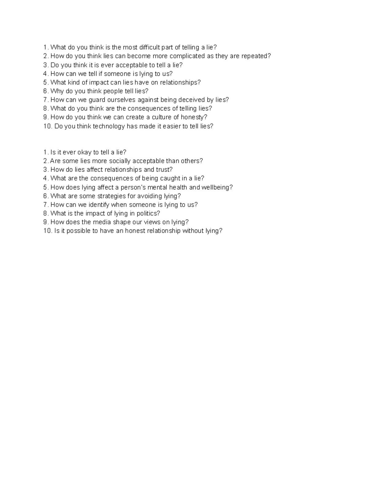 ENG 101 - Simply Lies: Discussion Points & Key Questions - Studocu