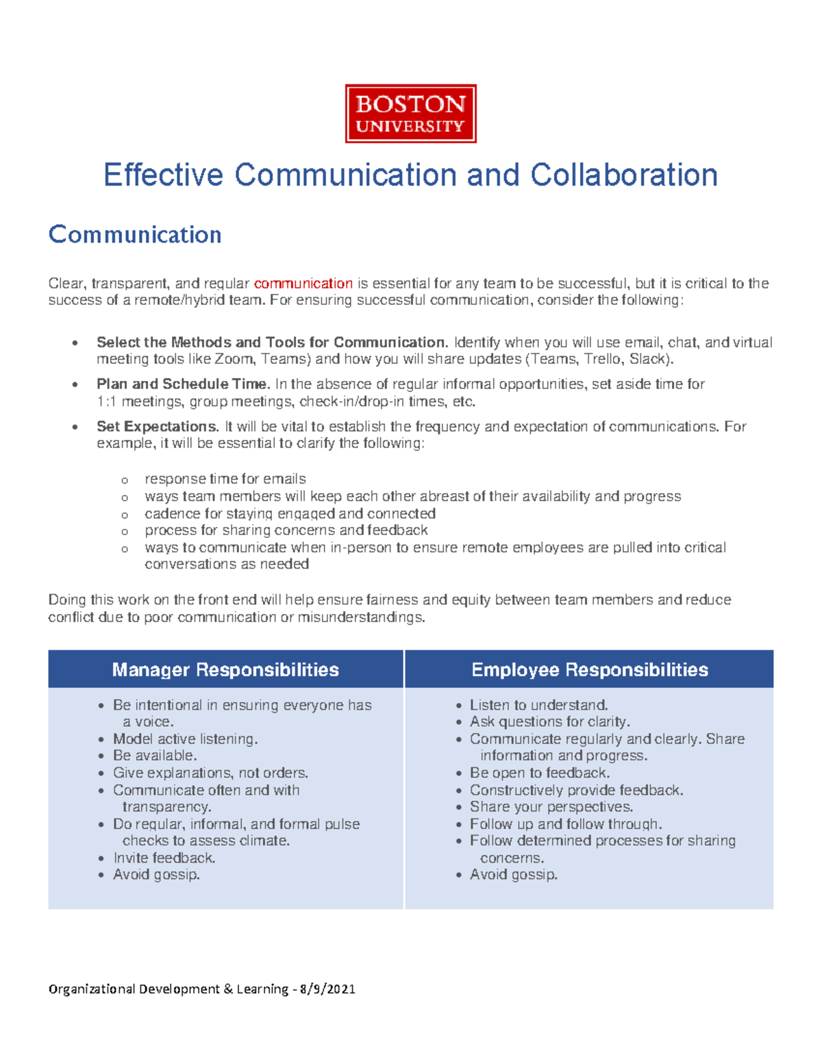 Effective Communication and Collaboration - Organizational Development ...